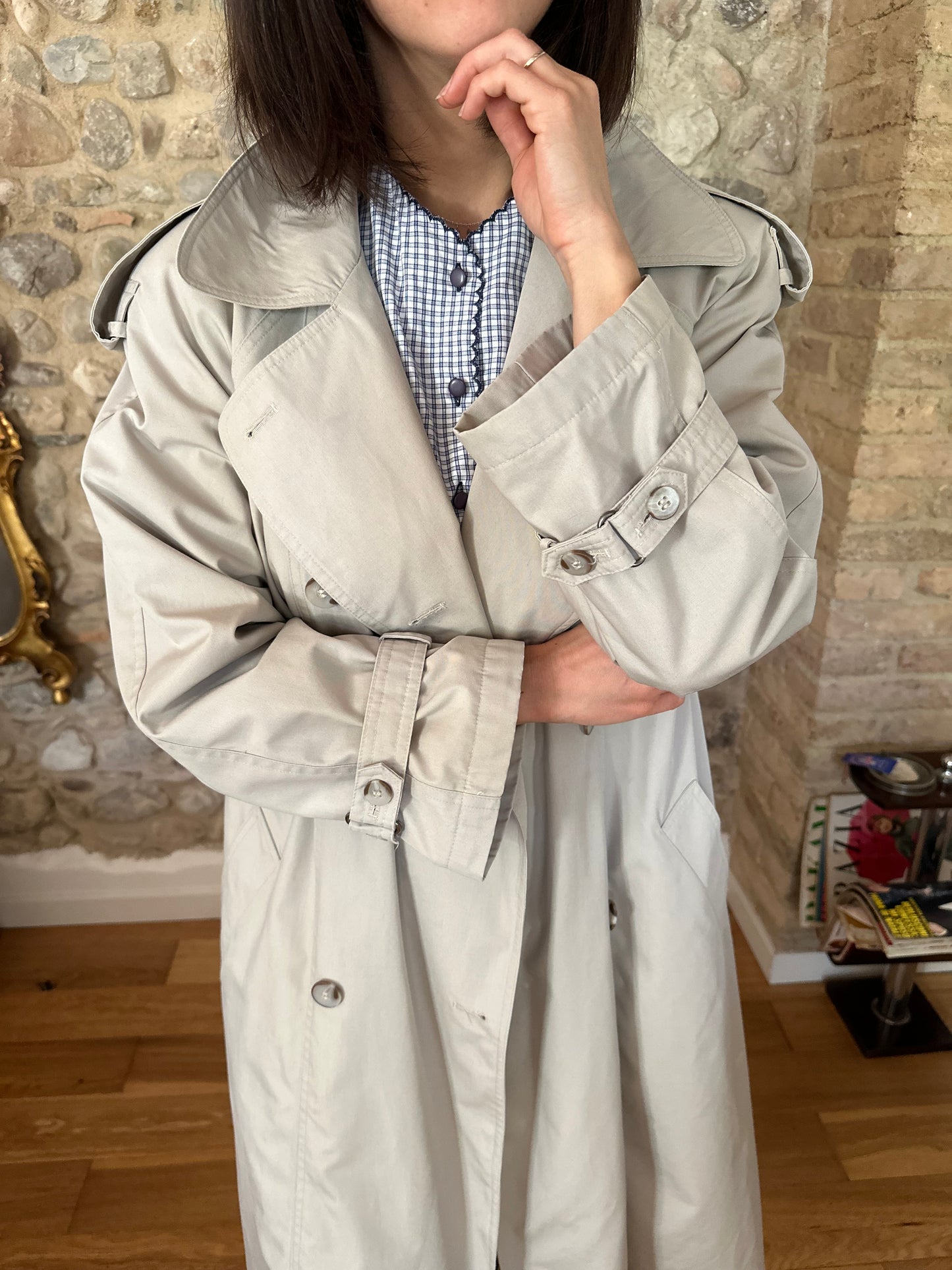 Trench Vintage Classico Grigio Chiaro Tg.Fino 48