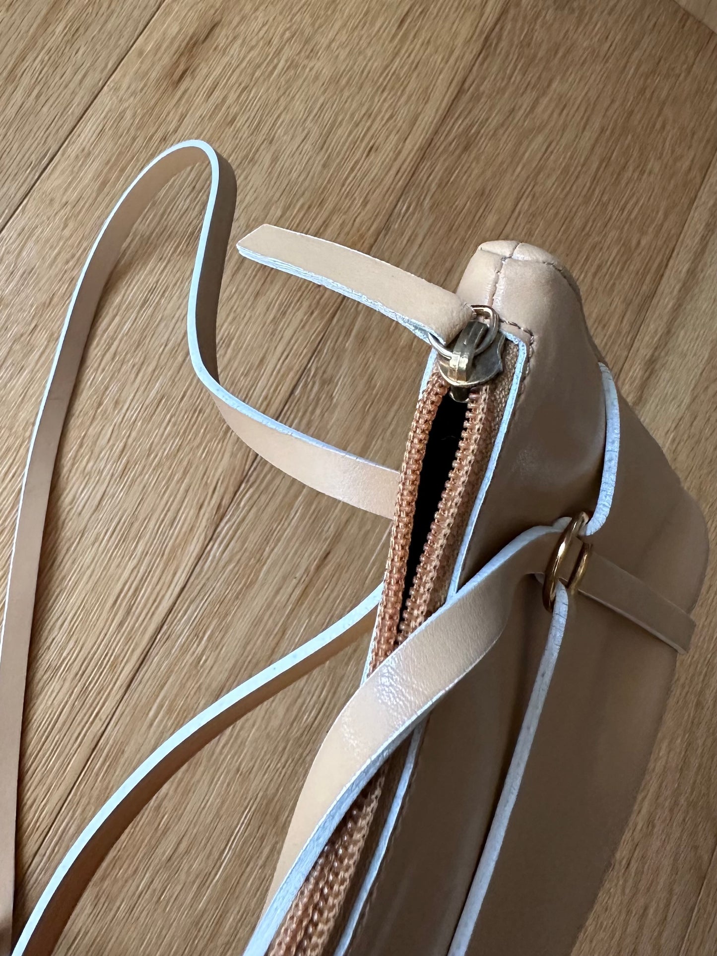 Borsa a Spalla Vintage Nannini in Pelle Beige