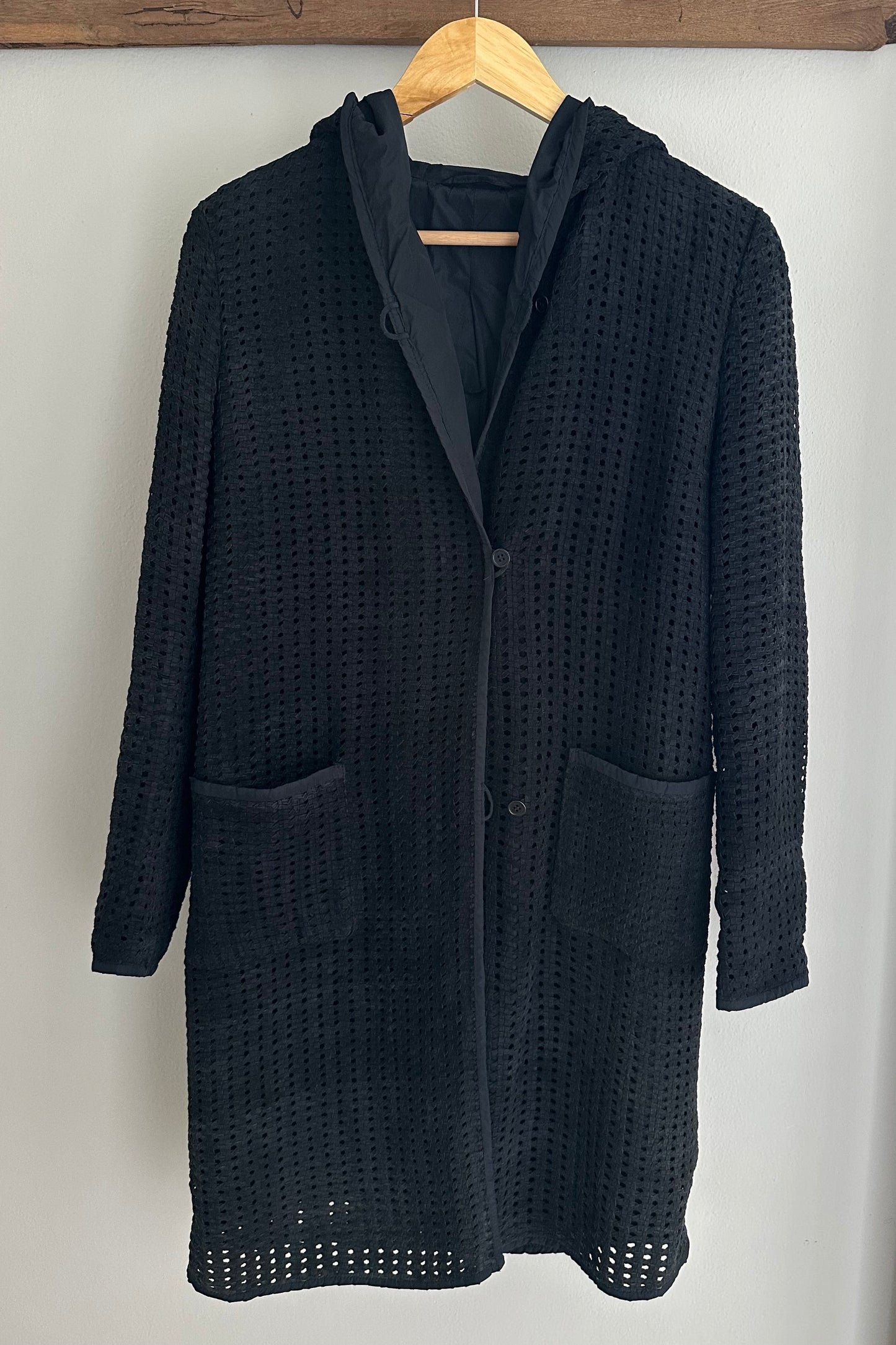 Giacca Lunga ‘S Max Mara in Pelle Scamosciata Intrecciata Blu Tg.40/42