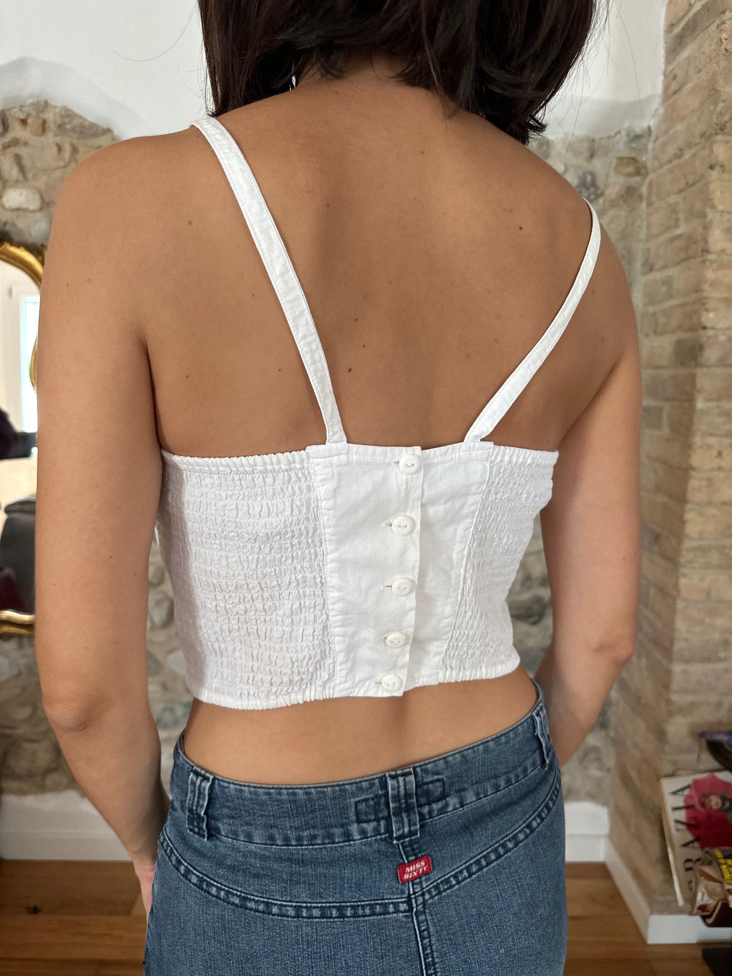 Top Corpetto Anni ‘90 in Cotone Bianco Tg.44/46