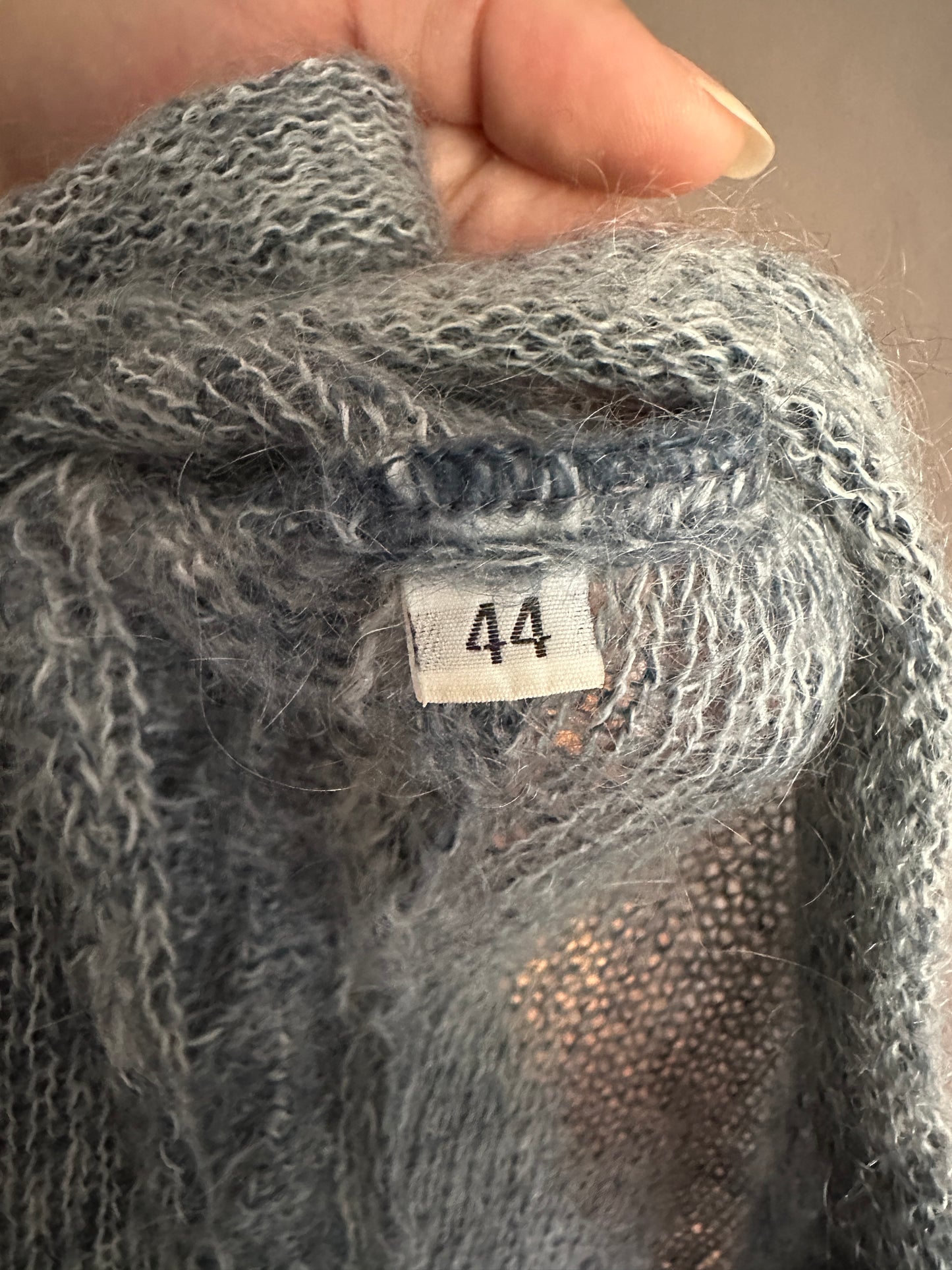 Cardigan Le Bambole Anni ‘80 Misto Superkid Mohair Blu e Bianco Tg.44/46