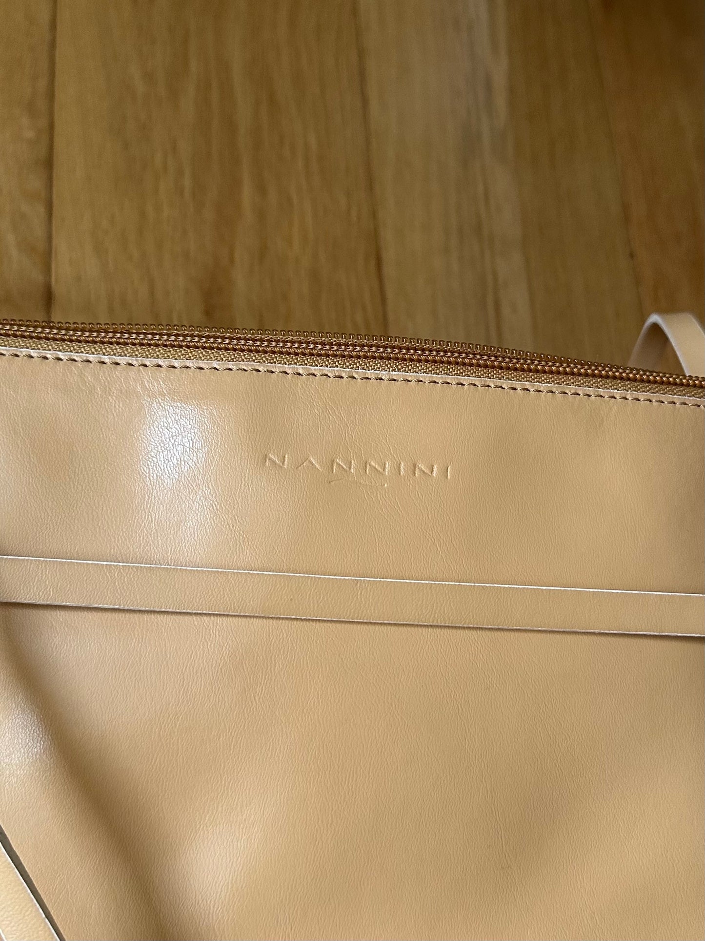 Borsa a Spalla Vintage Nannini in Pelle Beige