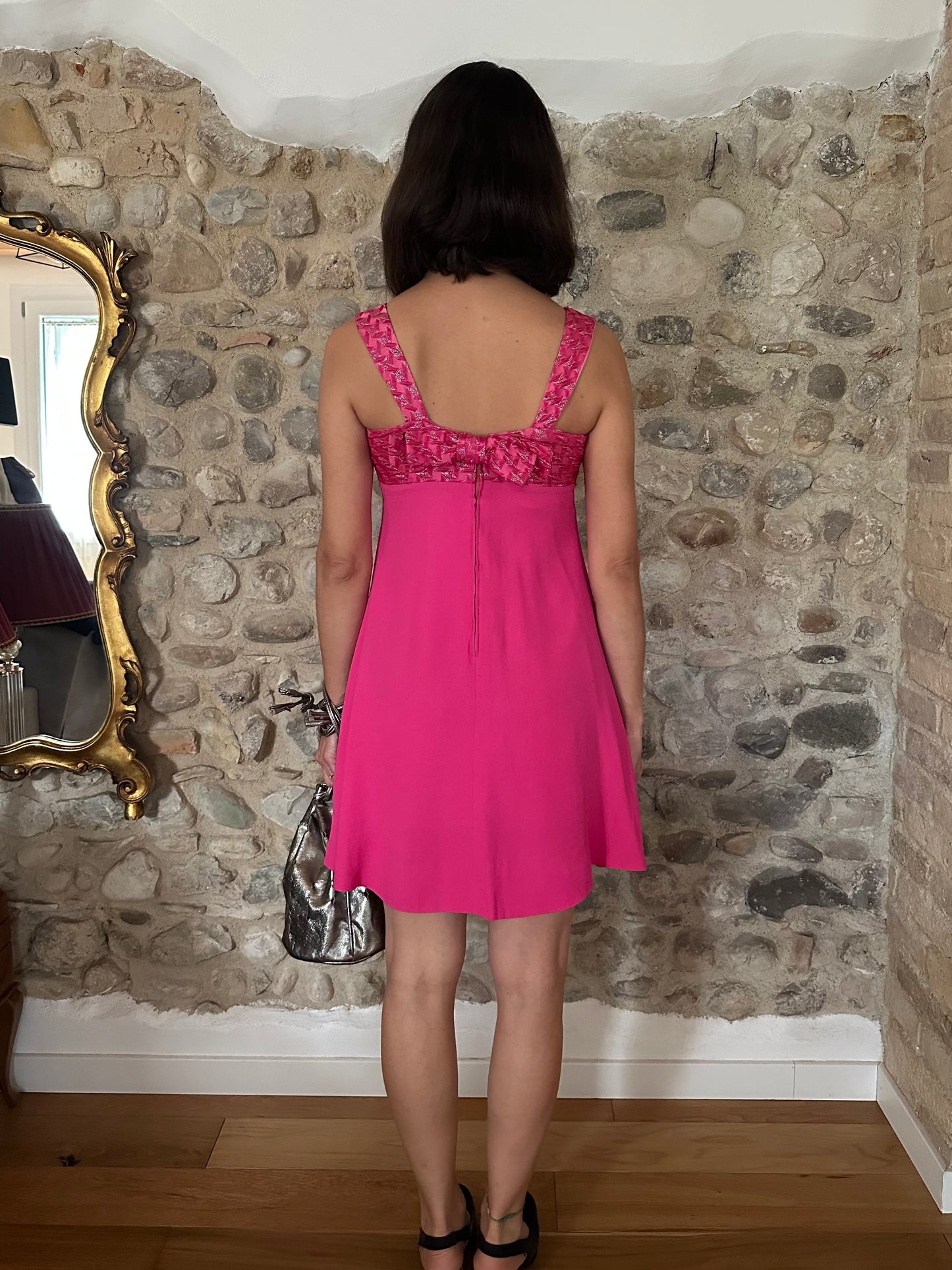 Abito Vintage Anni ‘60 Corto Svasato Fucsia Tg.38/40