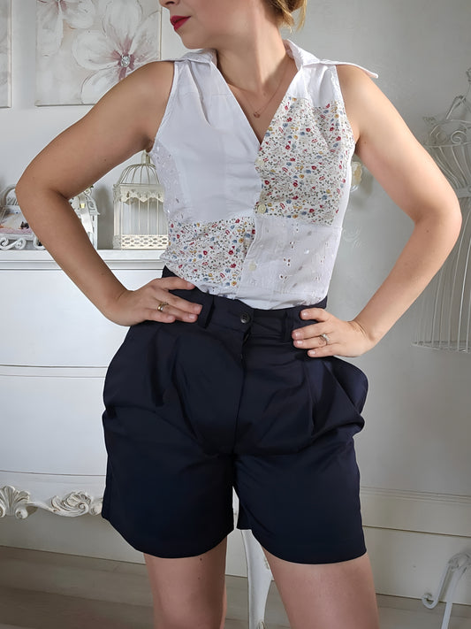 Camicia Smanicata Patchwork in Cotone Tg.38/40