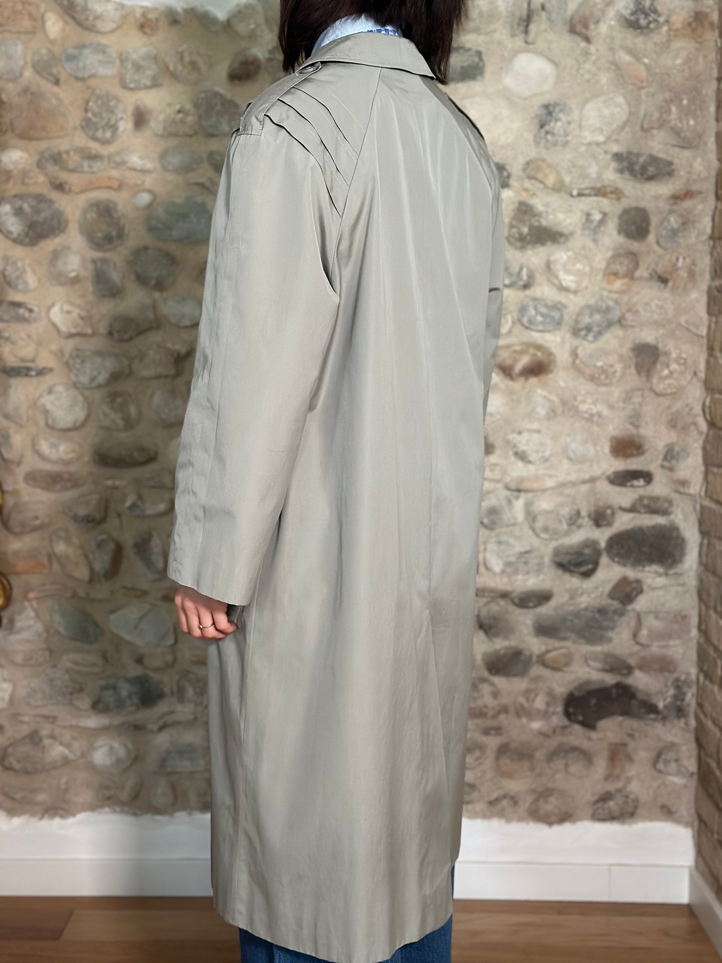 Trench Vintage Lungo Nino Grigio/Verde Salvia Tg.40/42/44