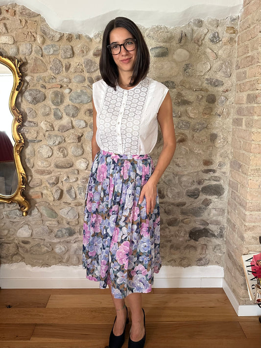 Camicetta Smanicata Vintage Anni ‘60 Sartoriale in Cotone Bianca Tg.44/46