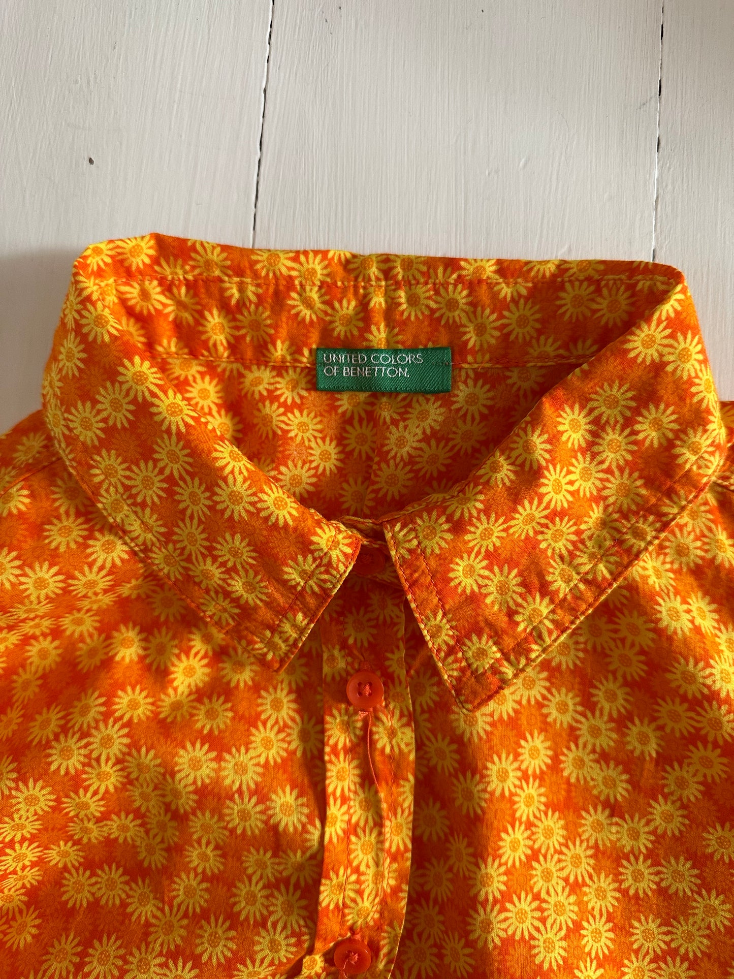 Camicia Benetton Fiori Arancioni Tg.40/42