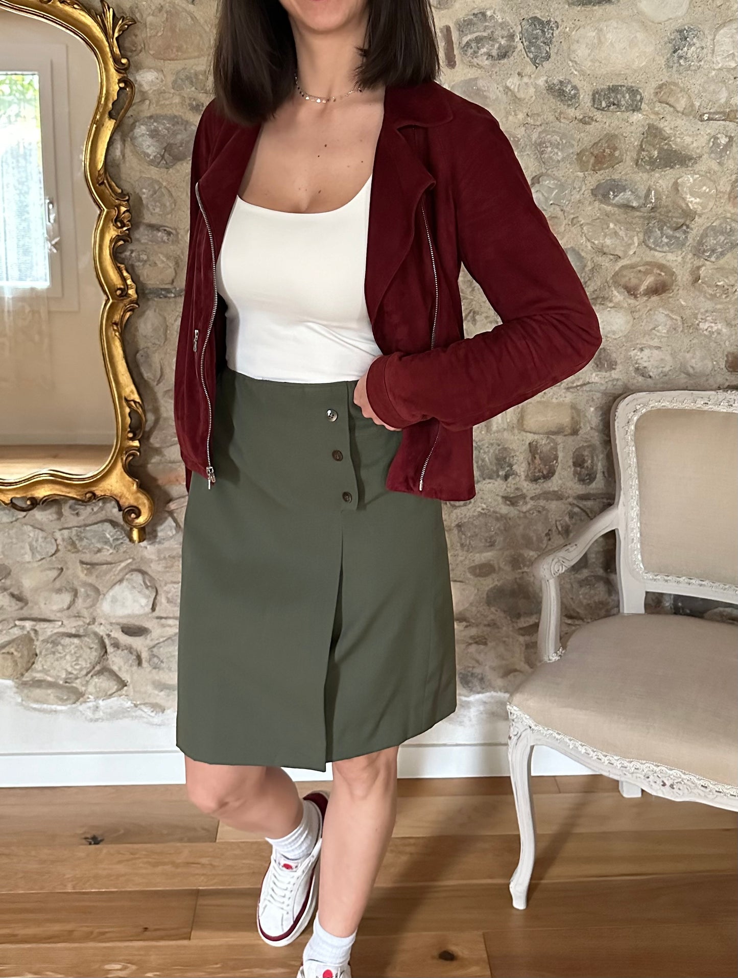 Giubbotto Prada Anni 2000 in Pelle Scamosciata Bordeaux Tg.40/42