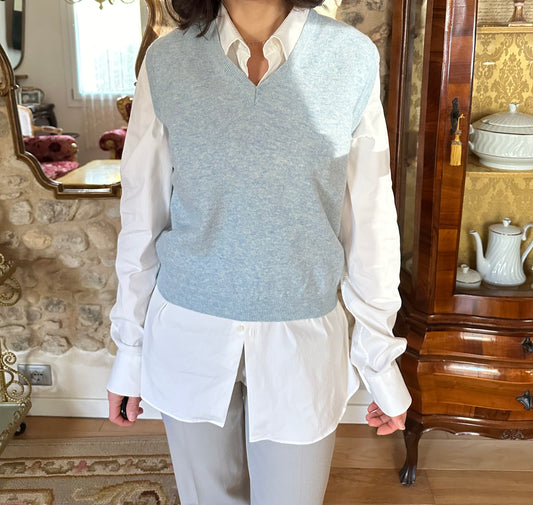 Gilet Benetton Vintage Anni ‘90 Azzurro Mélange S/M