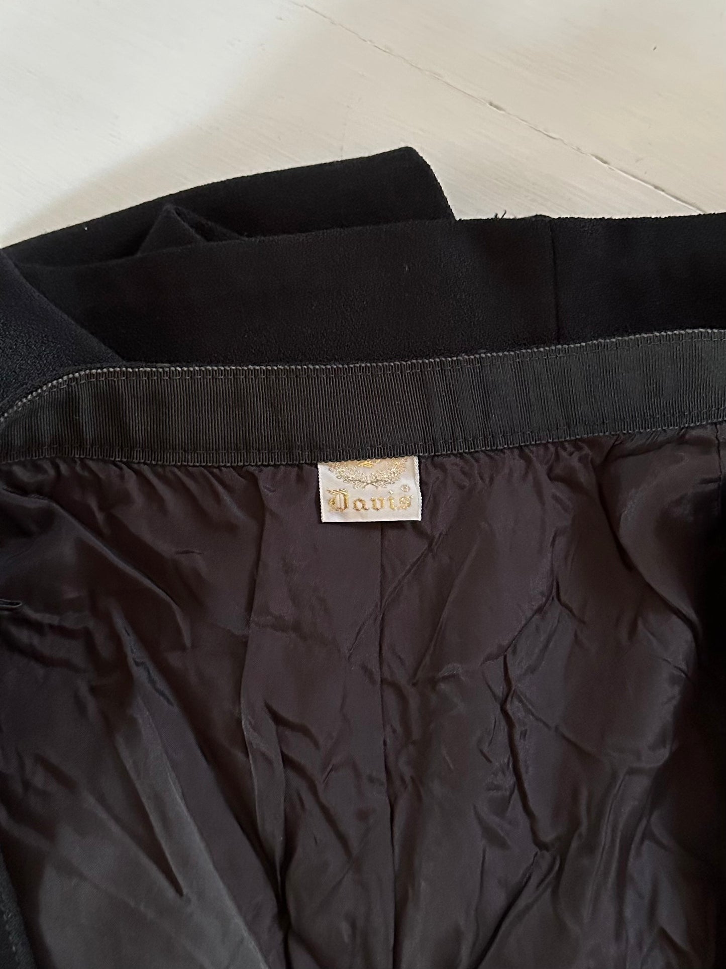 Gonna Vintage ad A con Cintura in Lana Nera Tg.40