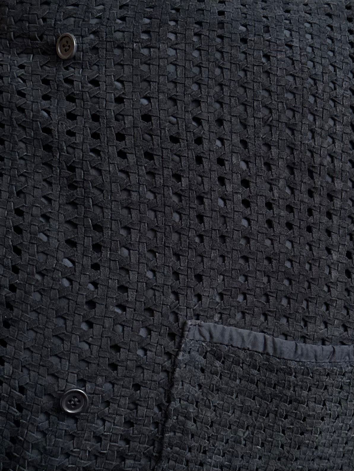 Giacca Lunga ‘S Max Mara in Pelle Scamosciata Intrecciata Blu Tg.40/42