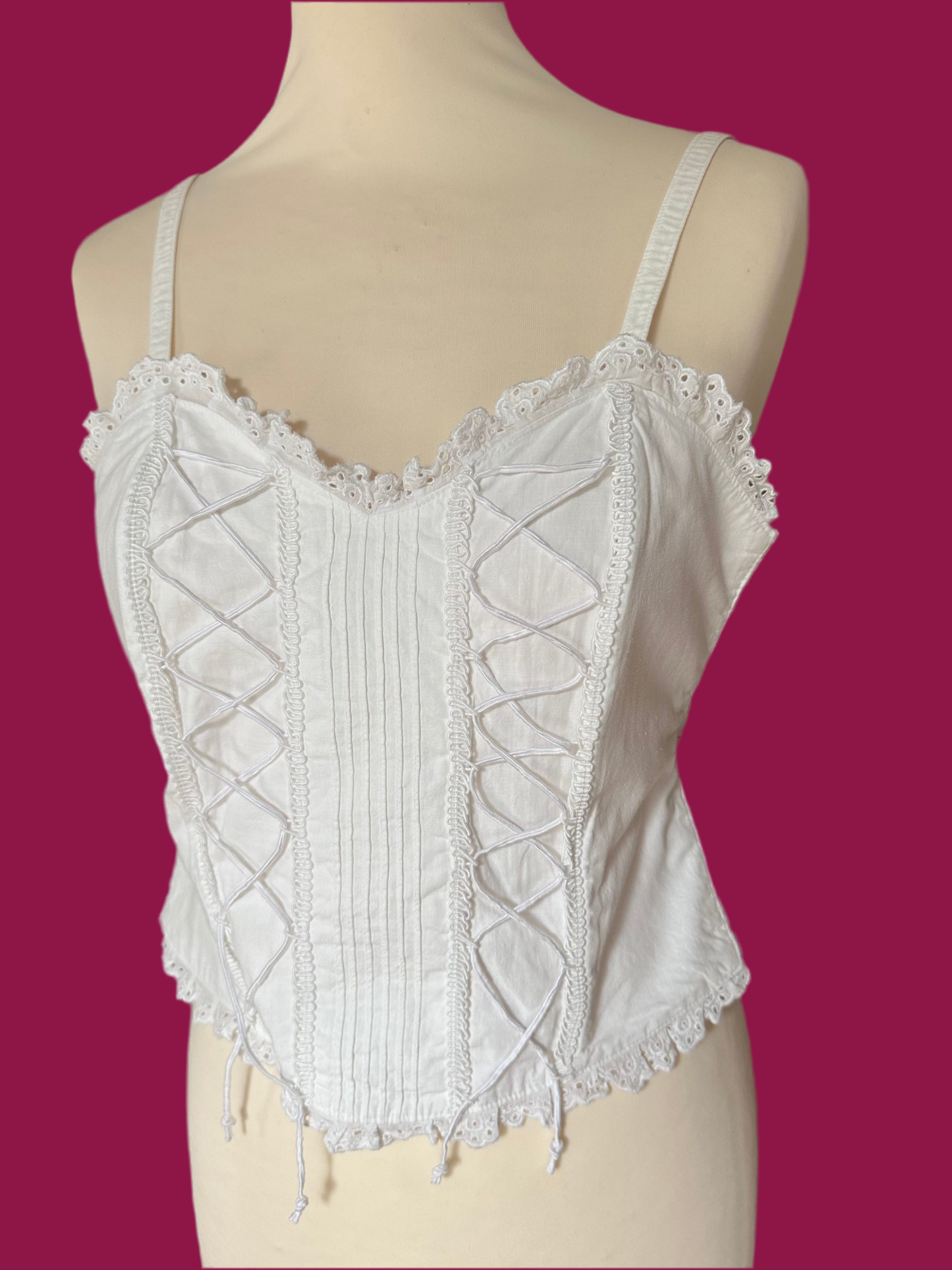 Top Corpetto Anni ‘90 in Cotone Bianco Tg.44/46