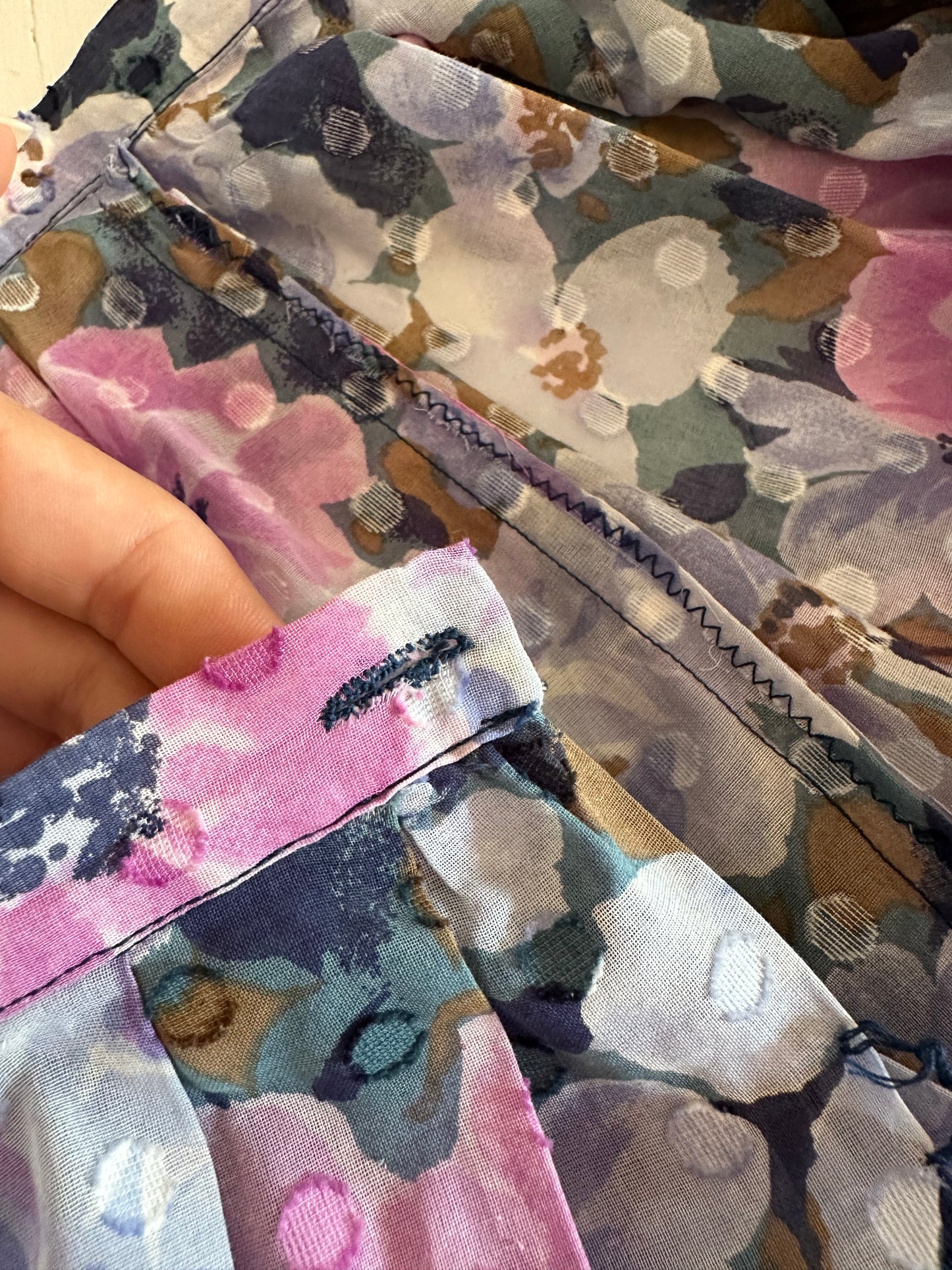 Gonna Vintage Sartoriale a Ruota Anni ‘80 in Cotone a Fiori Tg.42