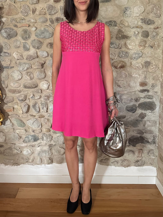 Abito Vintage Anni ‘60 Corto Svasato Fucsia Tg.38/40