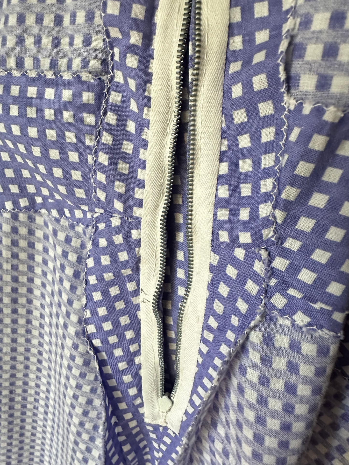 Abito Vintage Anni ‘60 Sartoriale a Quadretti Lilla e Bianco Tg.48