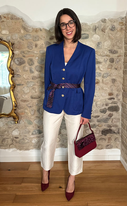 Blazer Vintage Sartoriale Anni ‘80 Blu Elettrico Tg.44/46