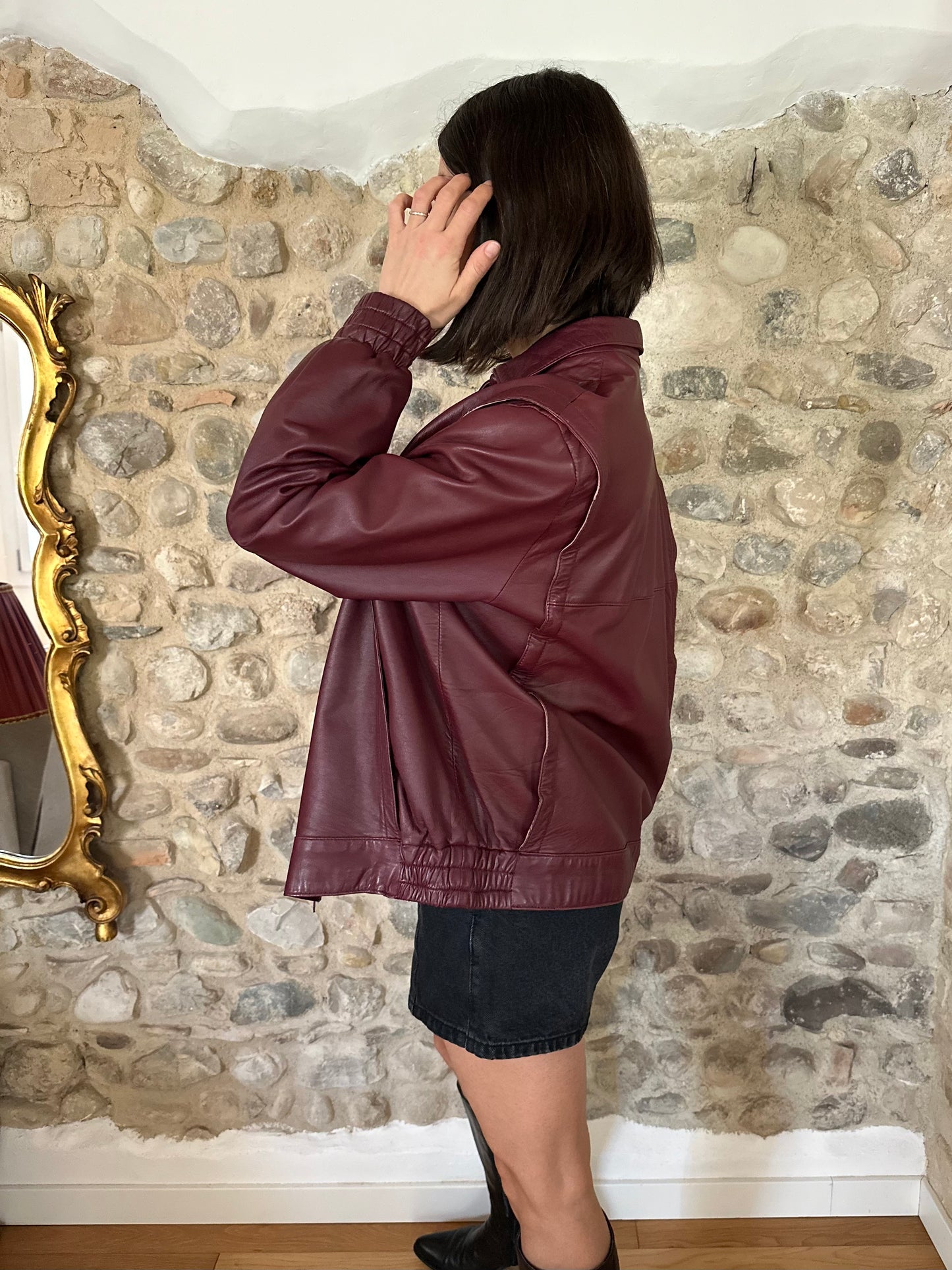 Giubbotto Vintage Anni ‘80 in Pelle Vinaccia Tg.44/46