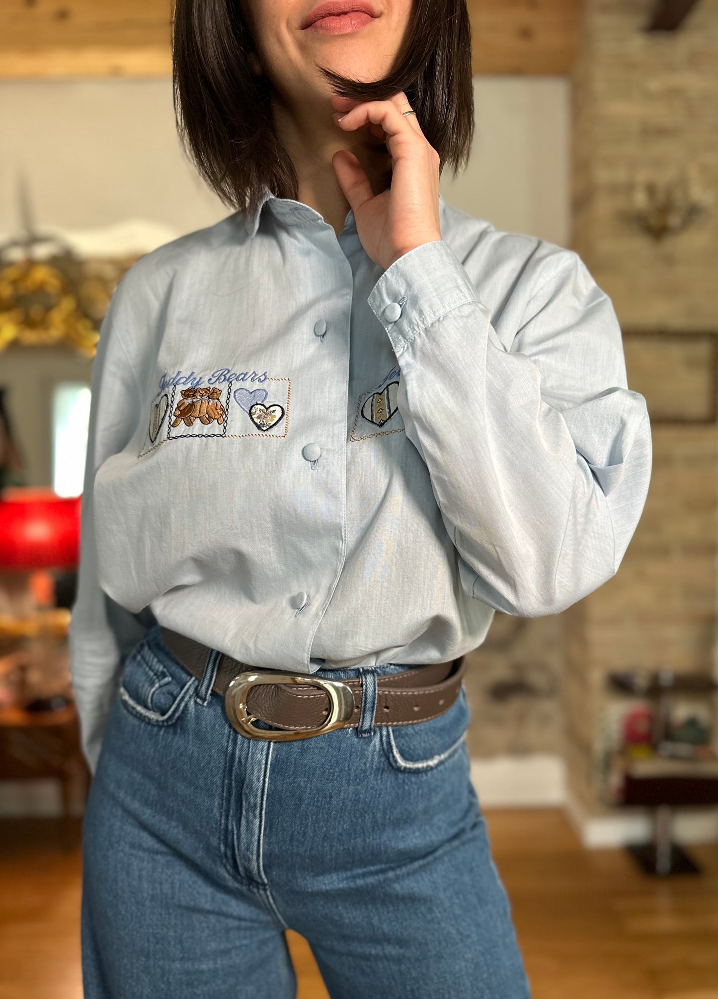 Camicia Vintage Anni ‘90 Dulcinèa in Cotone Azzurro Tg.44/46/48