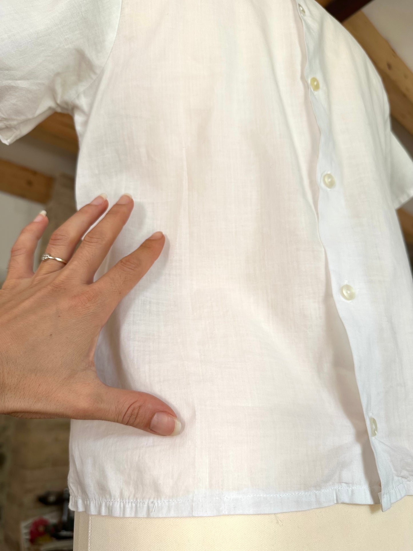 Camicia Anni ‘60 con Fiocco in Cotone Bianca Tg.40/42