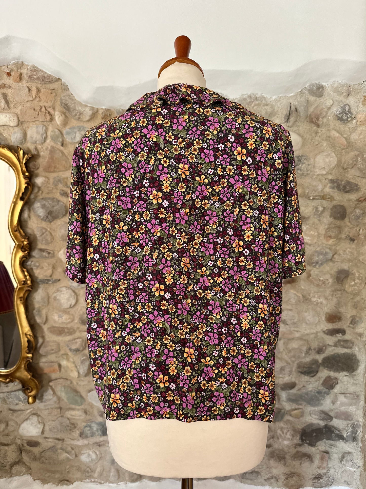 Camicia Vintage Anni ‘70 Sartoriale Fantasia Fiorellini Tg.fino 50