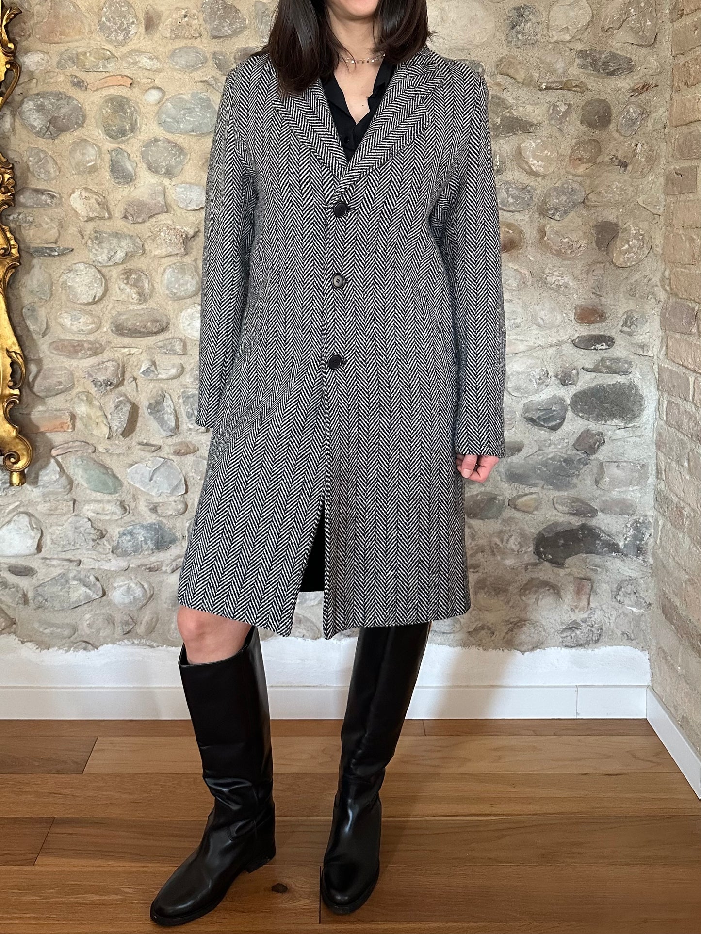 Cappotto Spigato Sartoriale in Misto Lana Tg.42