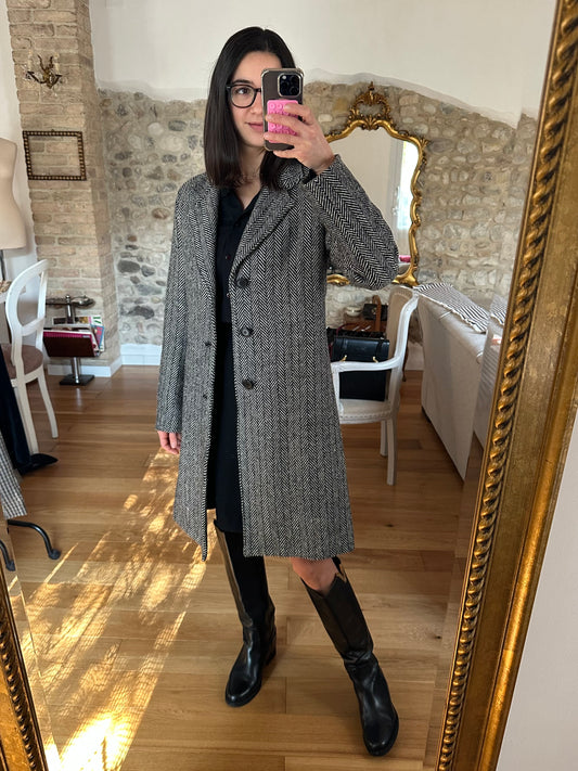 Cappotto Spigato Sartoriale in Misto Lana Tg.42