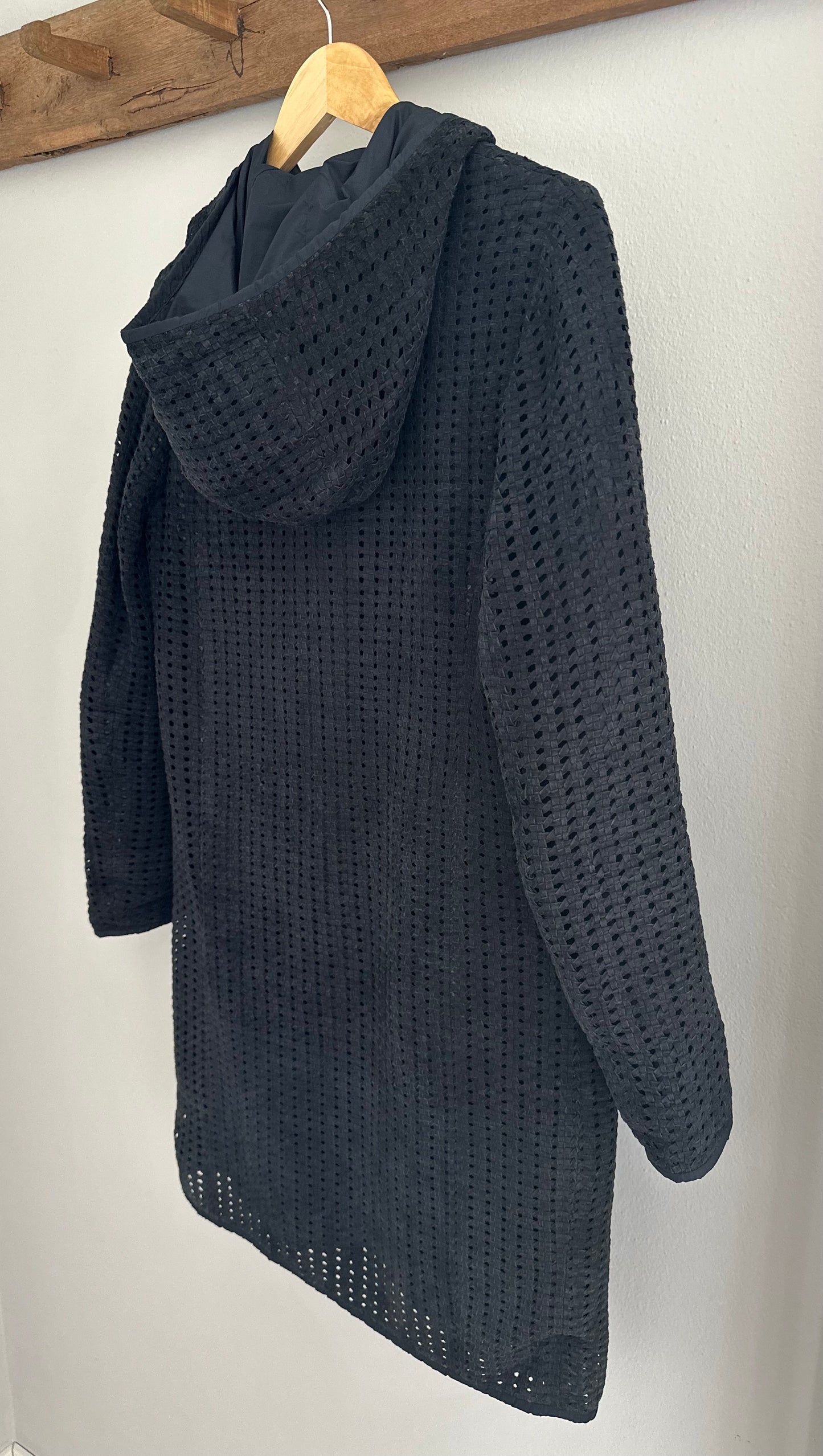 Giacca Lunga ‘S Max Mara in Pelle Scamosciata Intrecciata Blu Tg.40/42