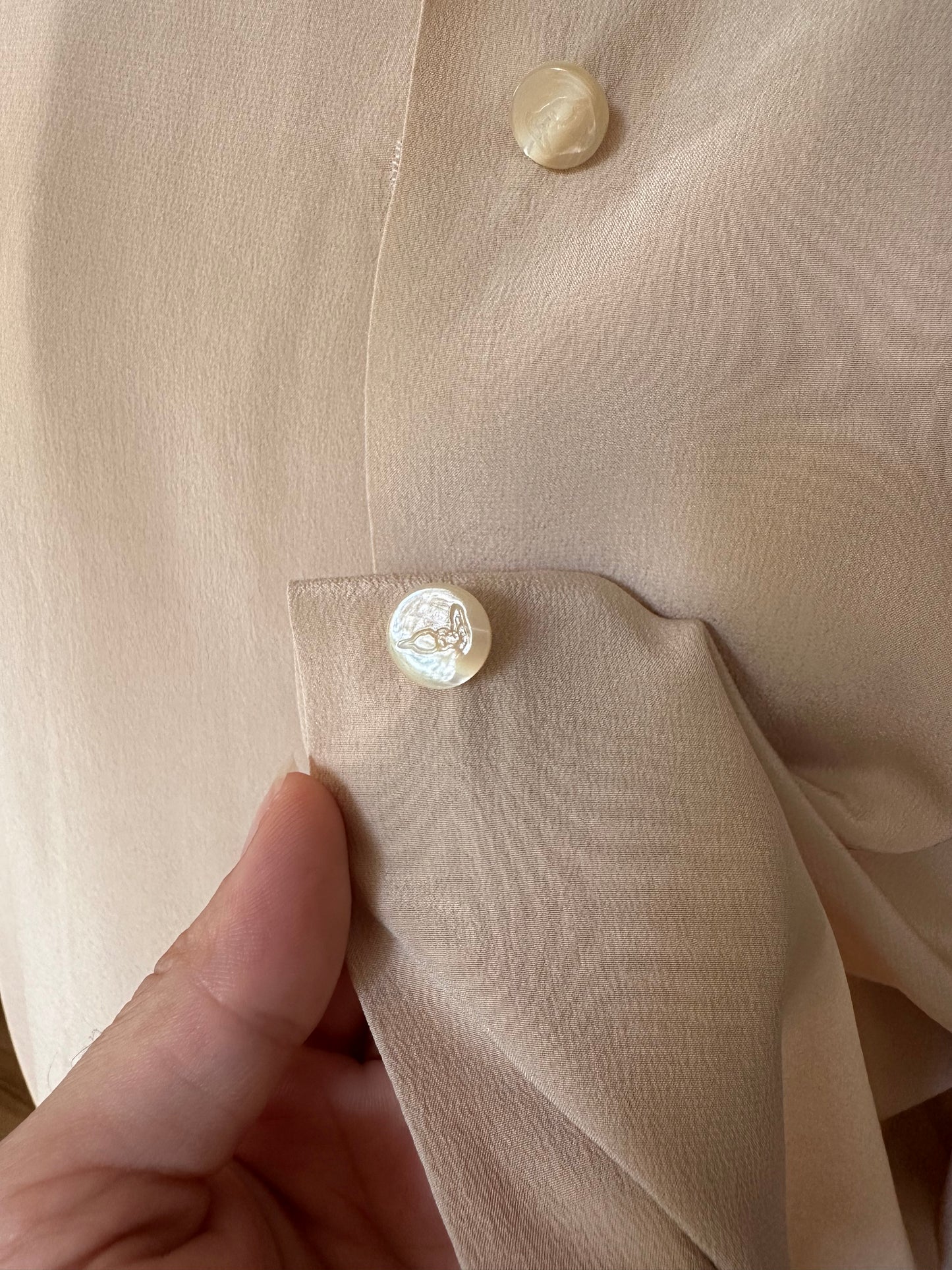 Camicia Vintage Sartoriale in Seta Beige Tg. Fino 50