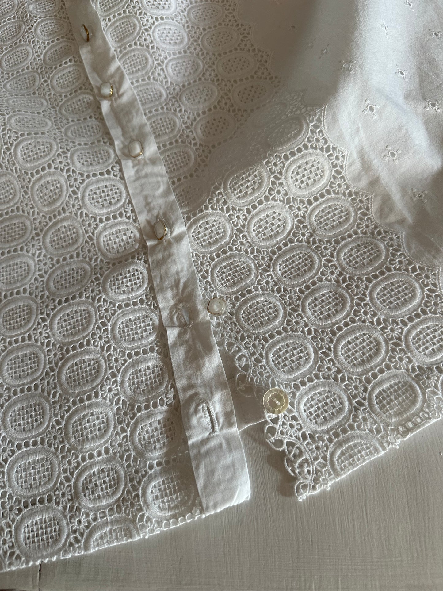Camicetta Smanicata Vintage Anni ‘60 Sartoriale in Cotone Bianca Tg.44/46