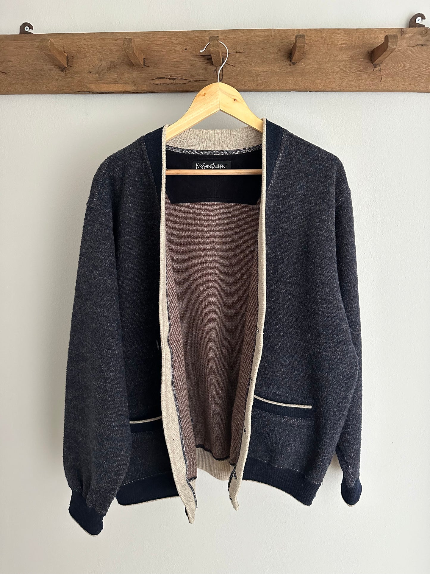 Cardigan YSL Anni ‘80 in Lana e Alpaca Blu tg.L