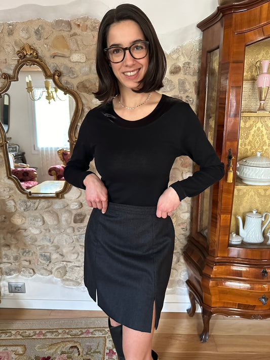 Gonna Vintage Anni ‘80 in Pura Lana Grigia tg.40