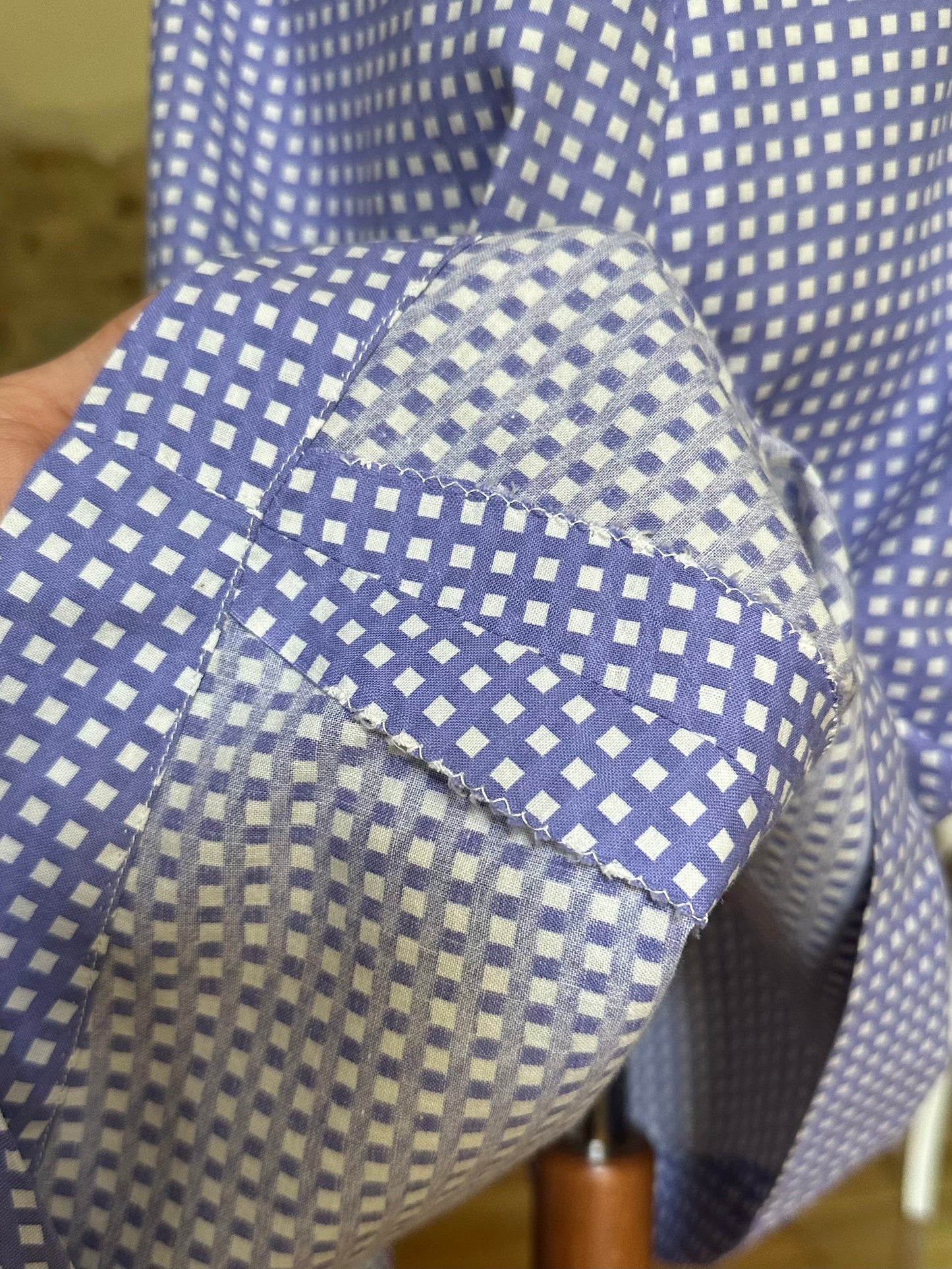 Abito Vintage Anni ‘60 Sartoriale a Quadretti Lilla e Bianco Tg.48