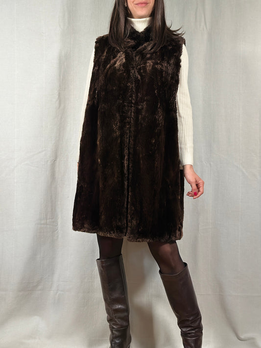 Soprabito Anni ‘70 in Lana con Gilet in Castoro