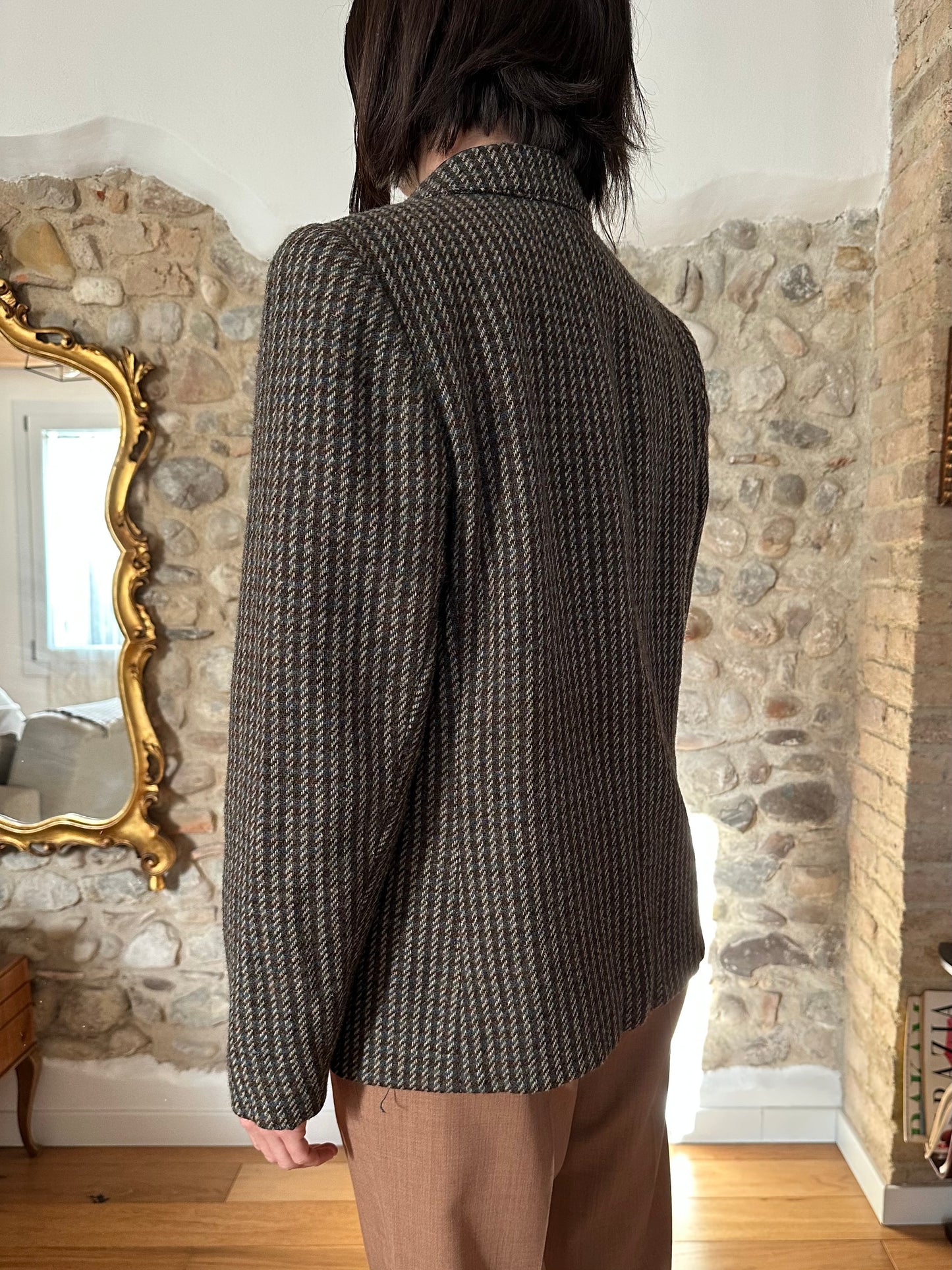 Giacca Corilady Anni ‘90 in Lana Marrone/Panna/Blu Tg.42/44