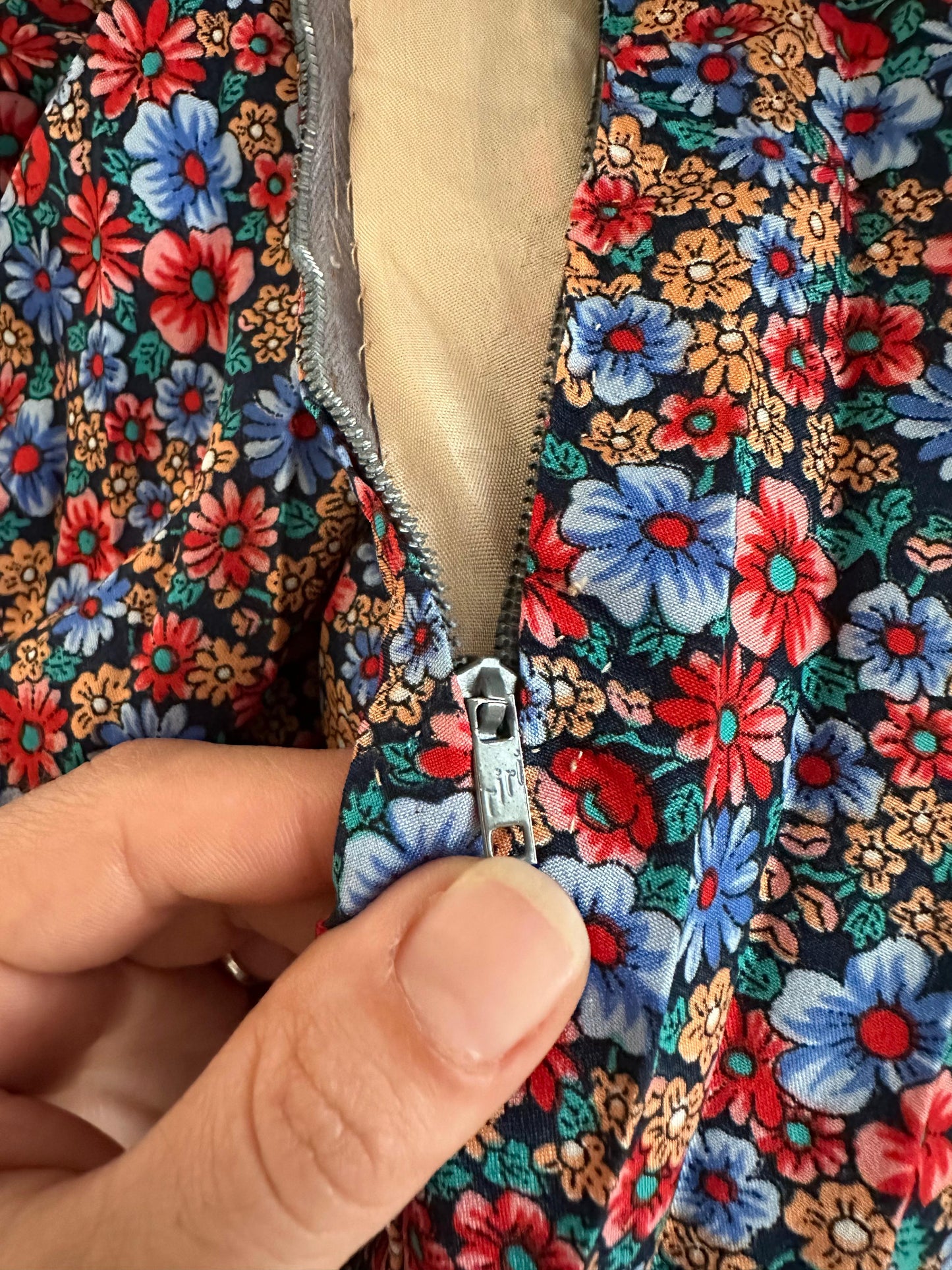 Gonna Sartoriale Vintage Anni ‘70 Fantasia Fiori Tg.38/40