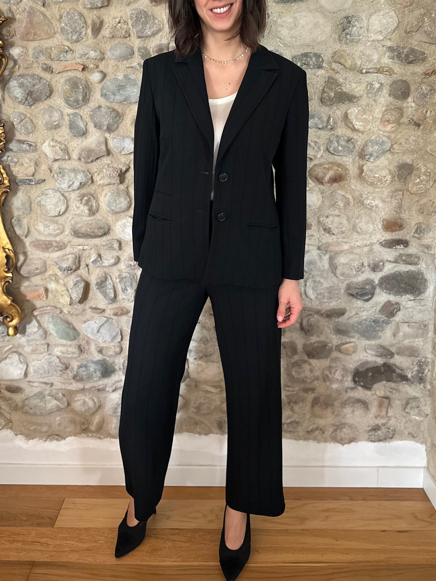 Completo Giacca e Pantalone Marella Anni ‘90 Nero Tg.44