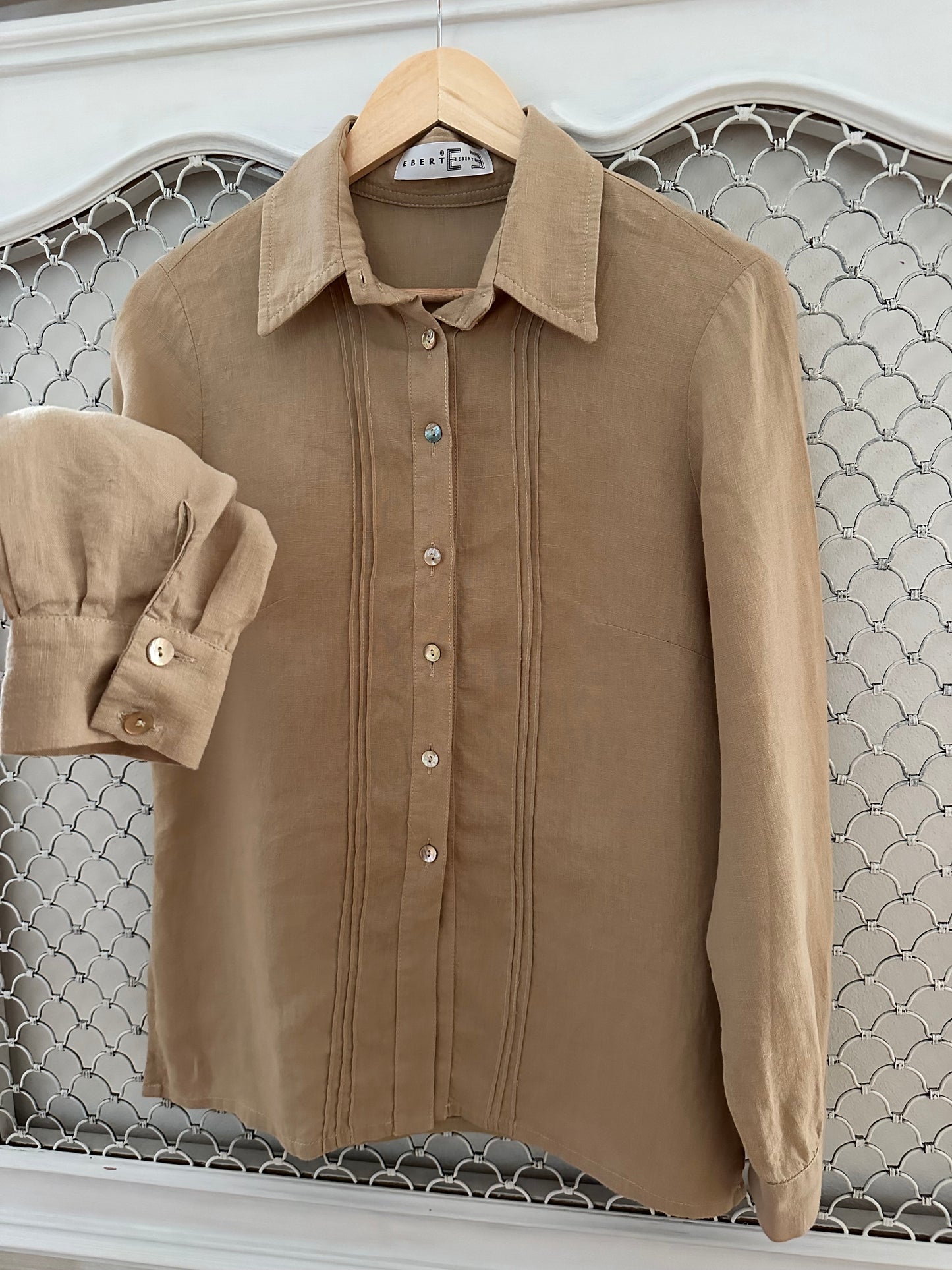 Camicia Ebert in Lino Color Sabbia Tg.42/44