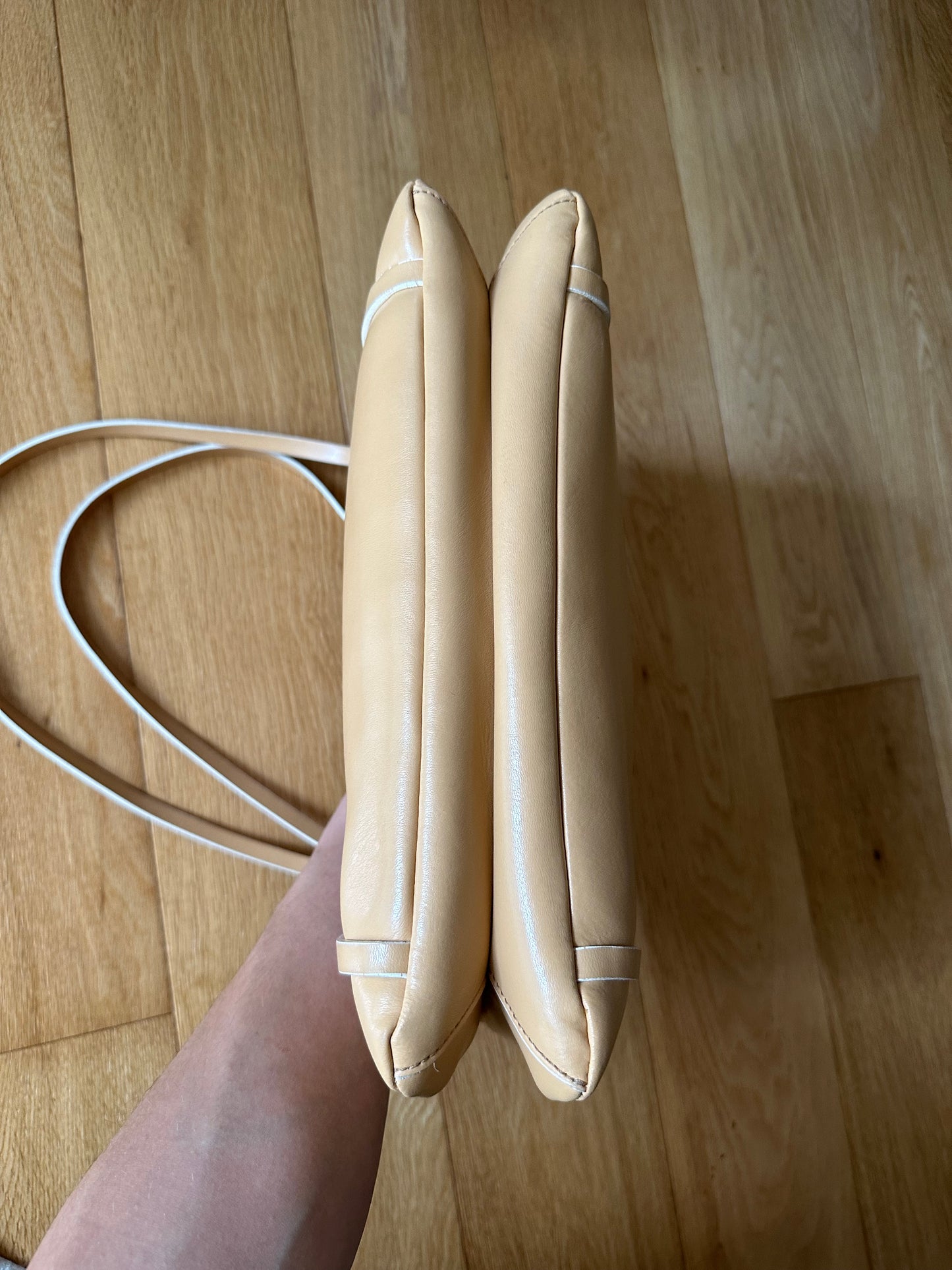 Borsa a Spalla Vintage Nannini in Pelle Beige