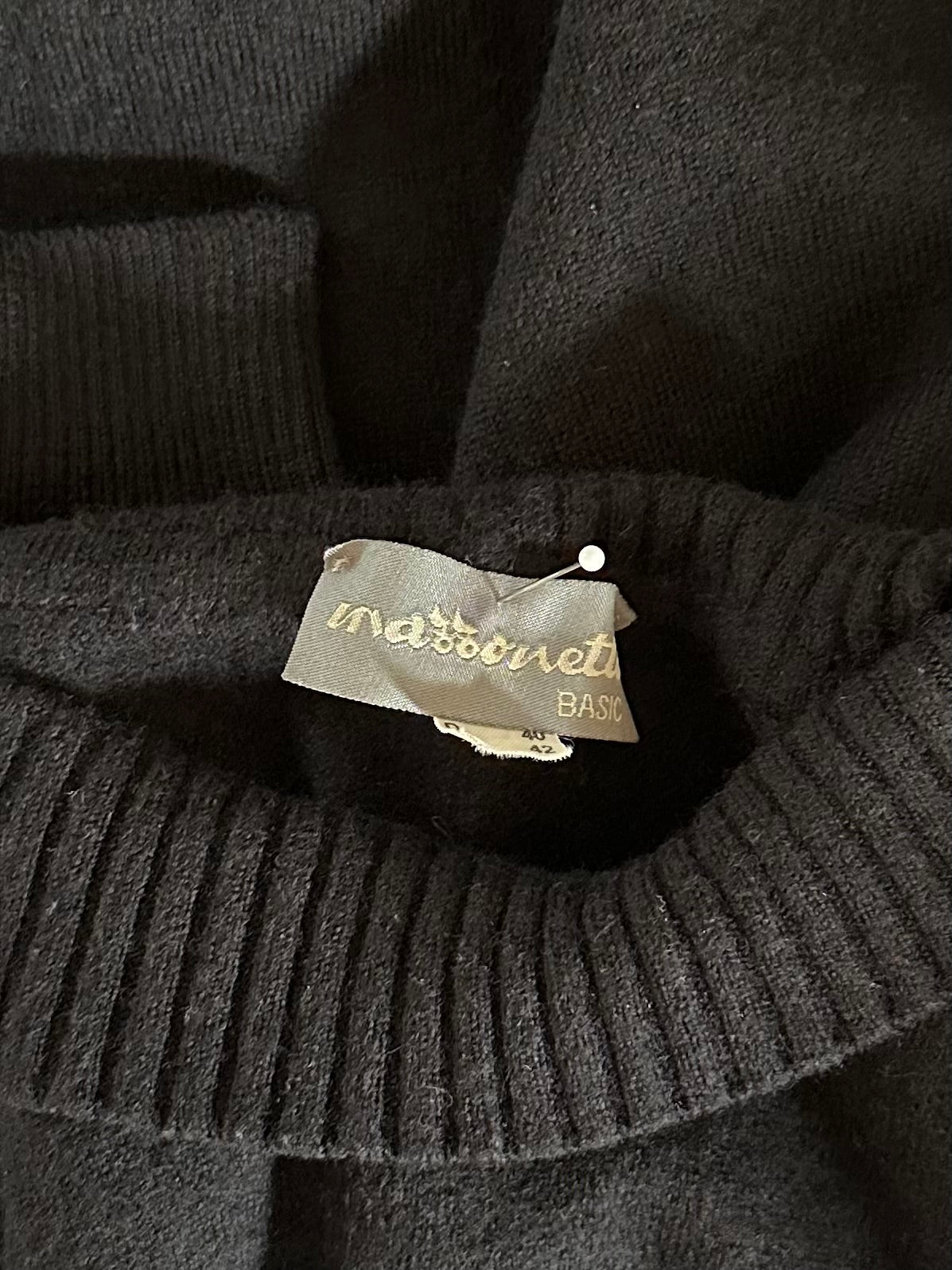 Sottogiacca Vintage Mazzonetto Manica Corta in Lana Nero Tg.40/42/44