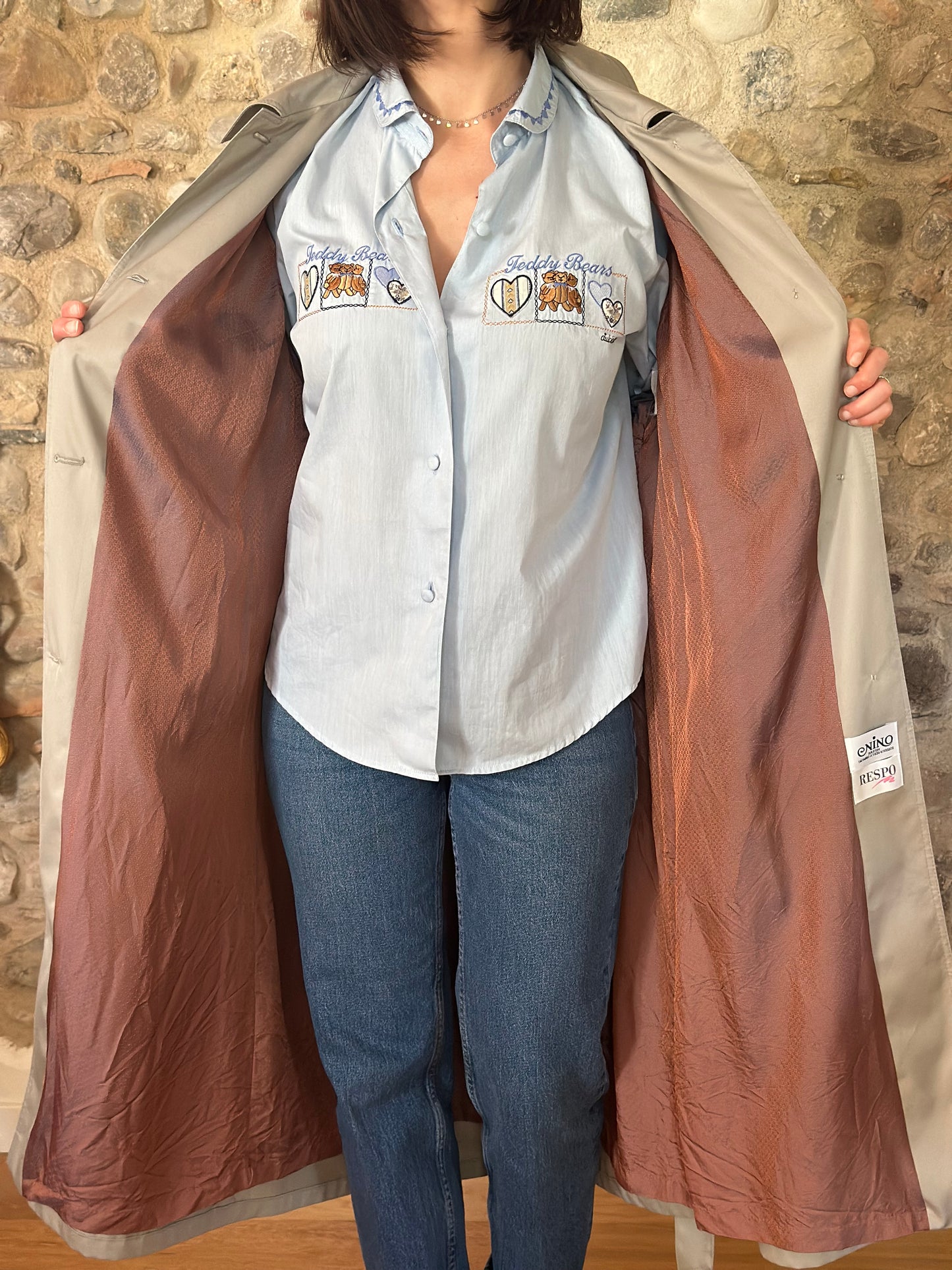 Trench Lungo Vintage Nino Anni ‘80 Grigio Perla Tg.fino 50