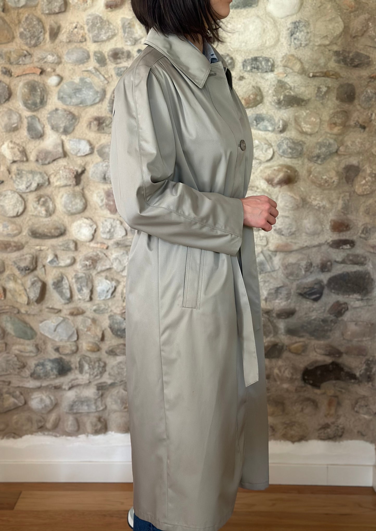 Trench Lungo Vintage Nino Anni ‘80 Grigio Perla Tg.fino 50