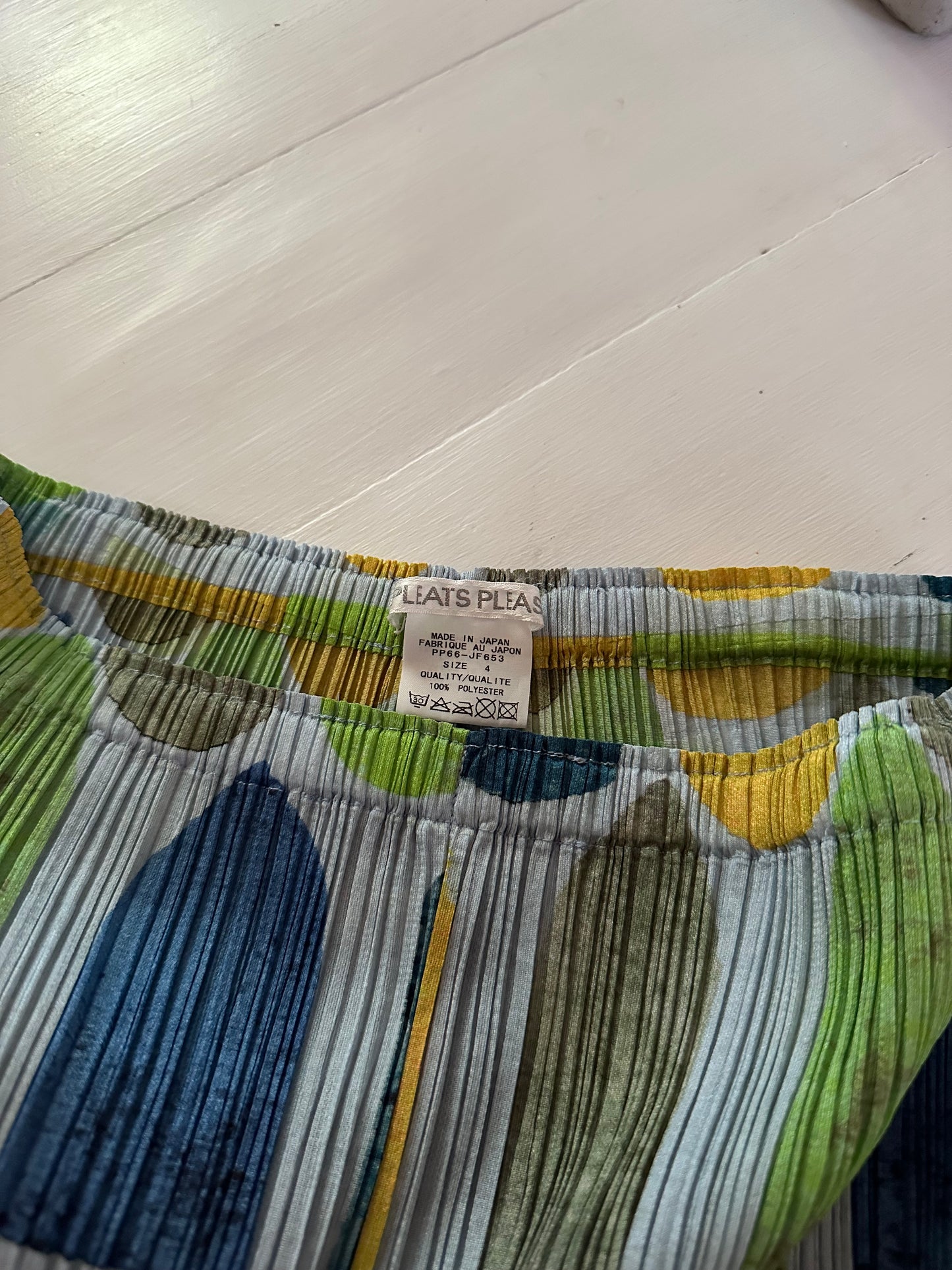Pantalone Pleats Please Issey Miyake Multicolor Geometrico Azzurro Tg.fino 46