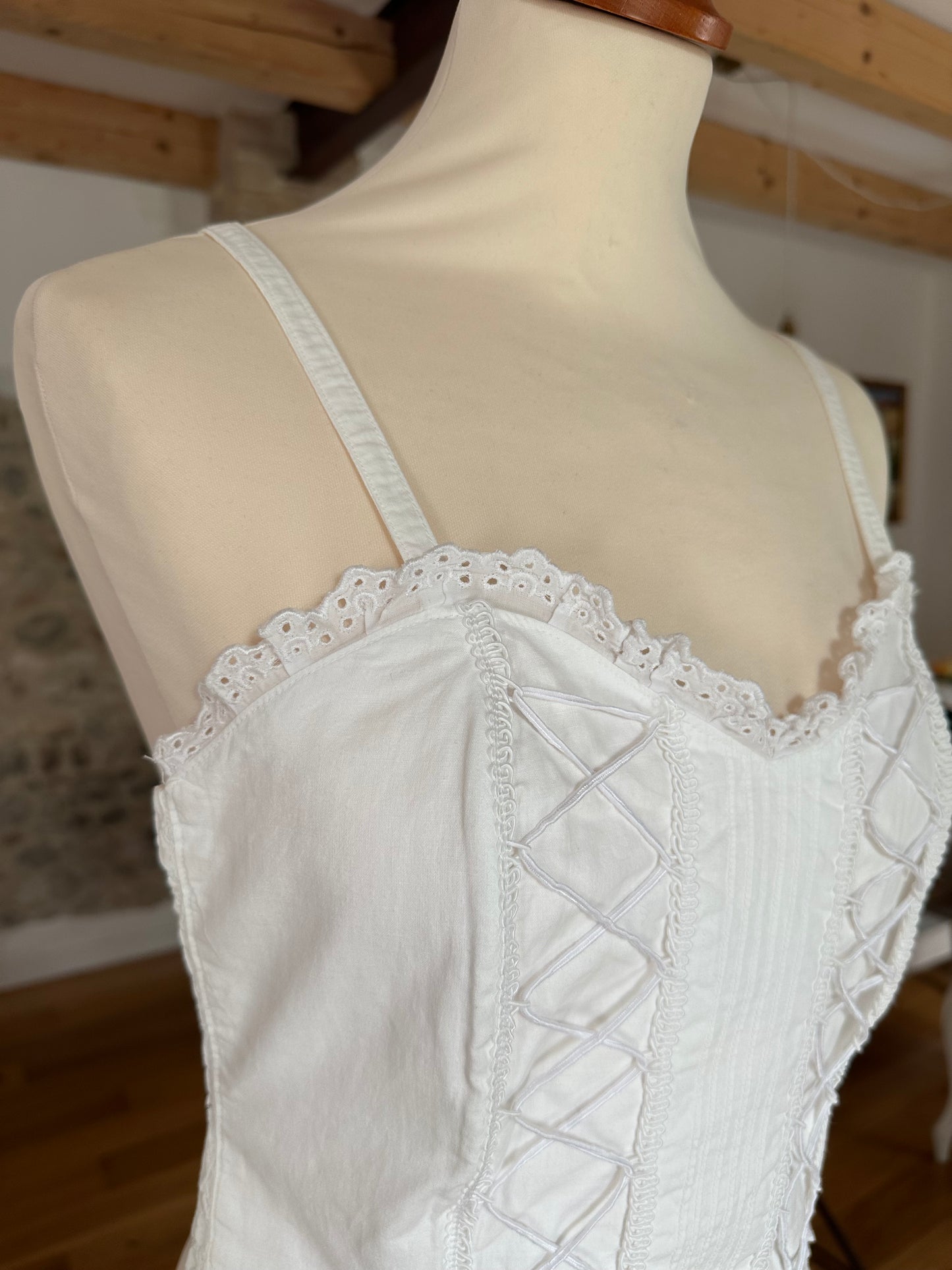Top Corpetto Anni ‘90 in Cotone Bianco Tg.44/46