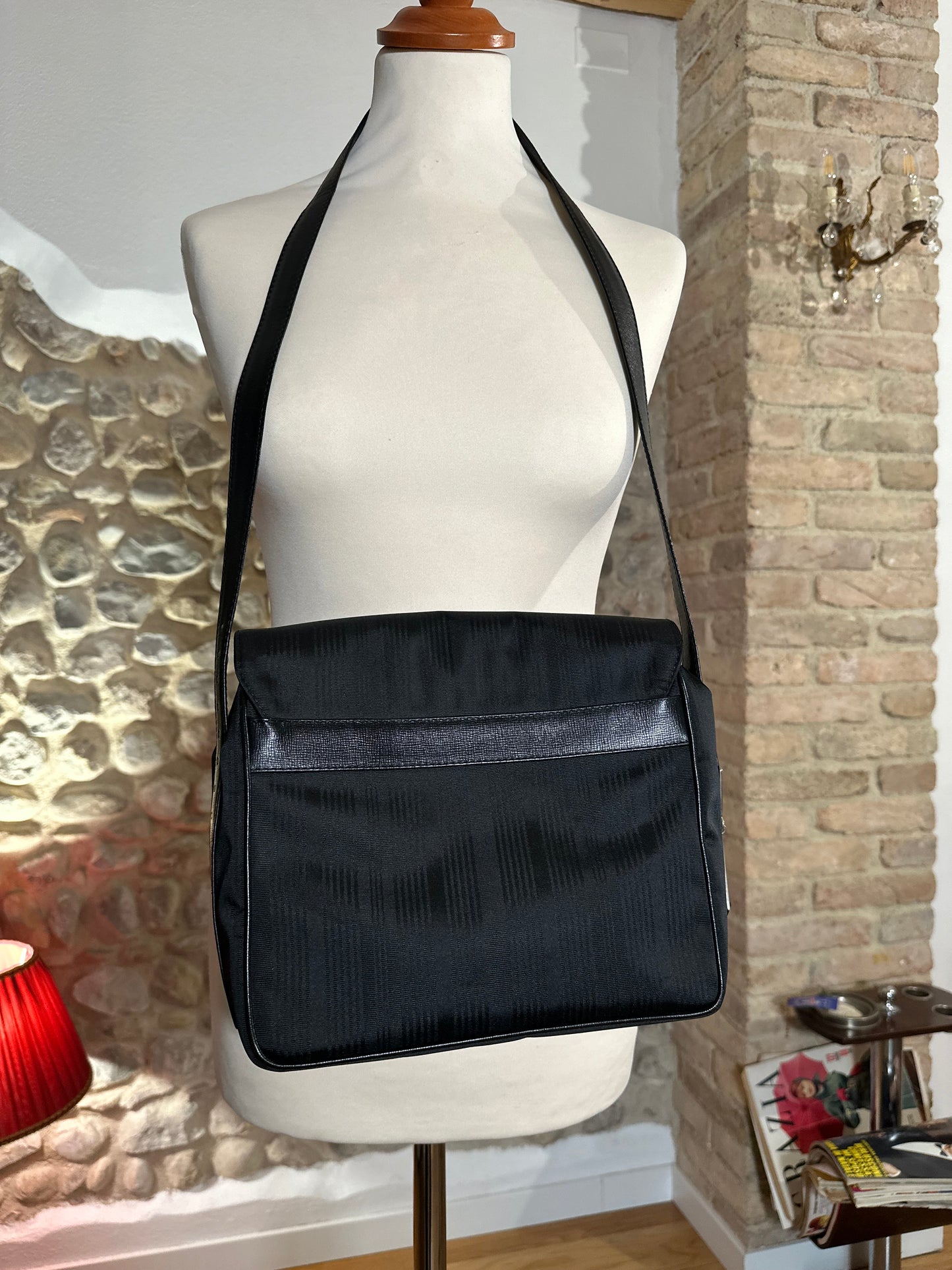 Borsa Gianni Versace Vintage Anni ‘80 in Pelle e Tela Nera