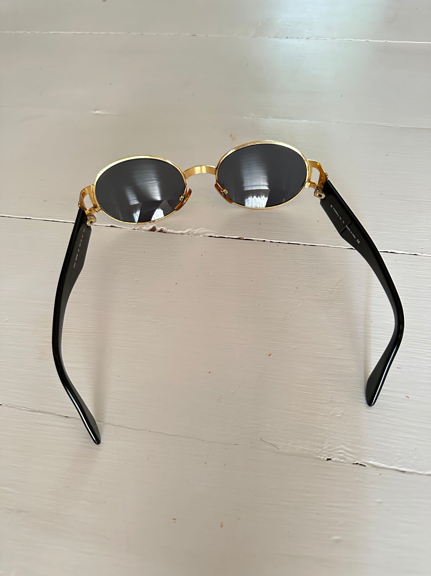 Occhiali da Sole Vintage Anni ‘90 Von Fürstenberg Neri e Oro