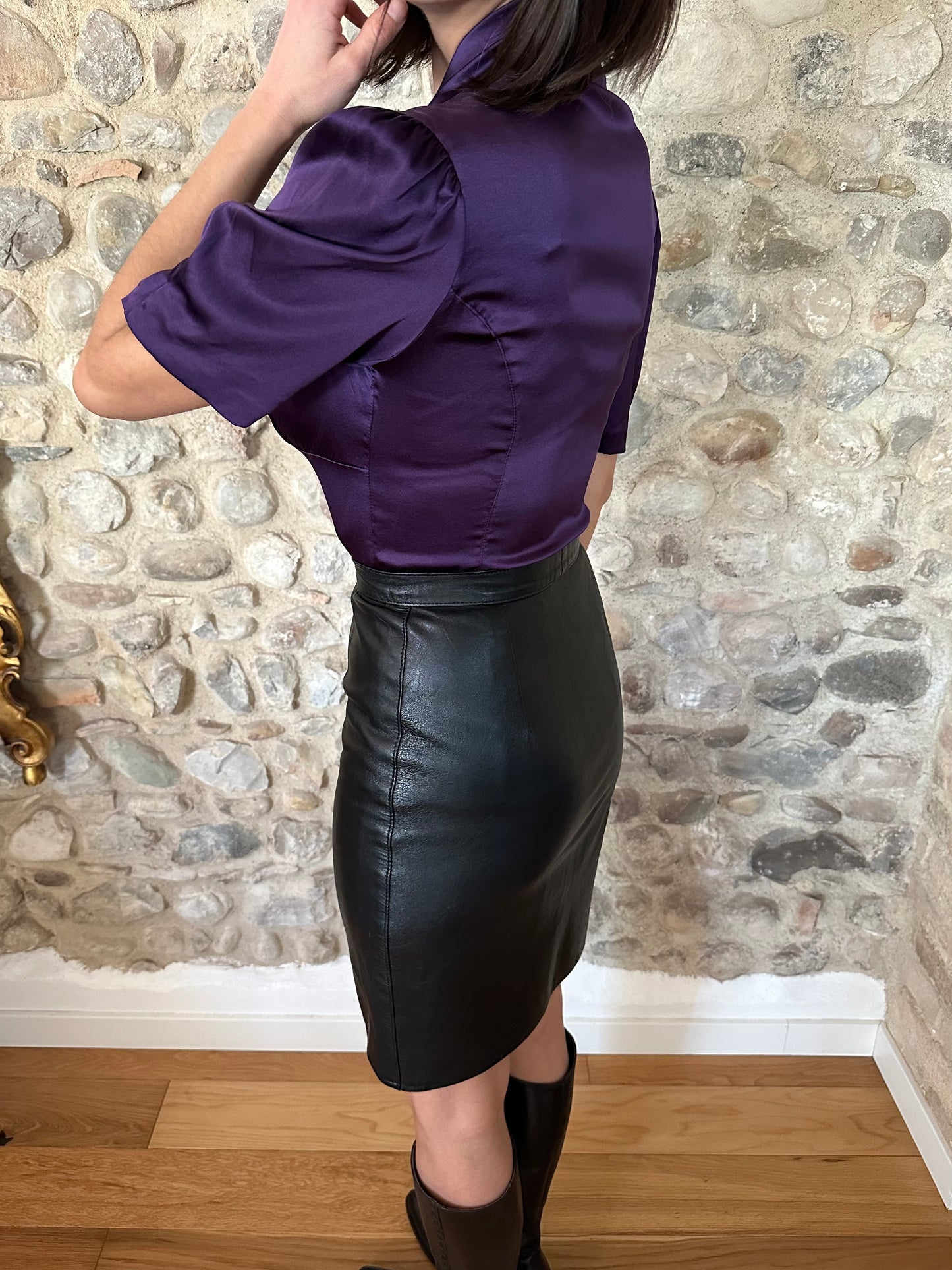 Gonna Vintage in Pelle Nera Tg.36/38