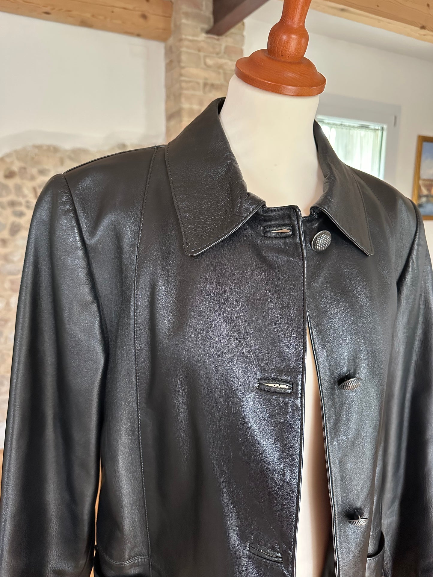 Giacca Vintage in Pelle Nera Tg.40/42