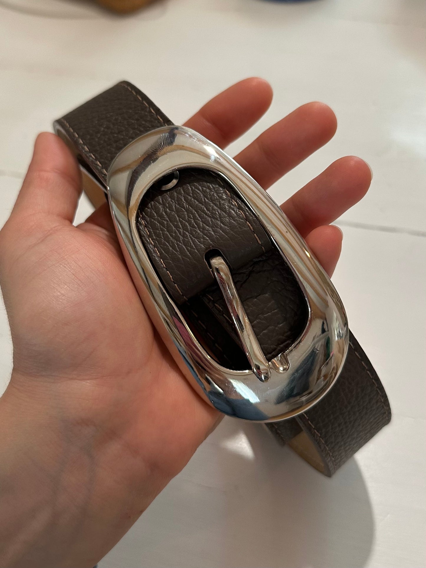 Cintura in Pelle Tortora Tg.80/85
