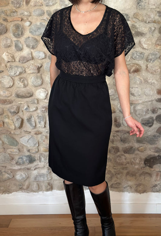 Gonna Saint Laurent Rive Gauche Vintage in Lana Nera Tg.38/40