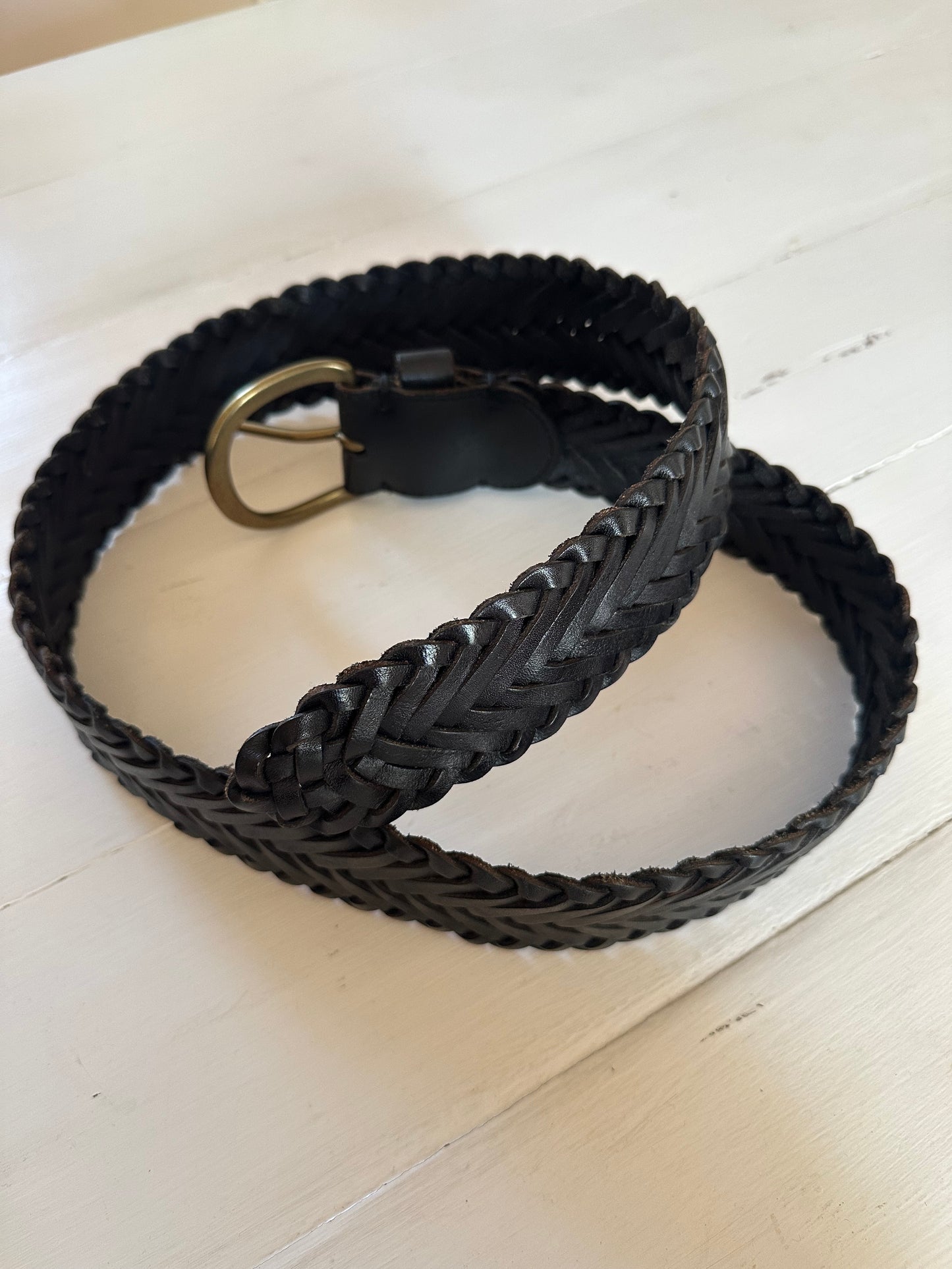 Cintura Sisley in Pelle Intrecciata Nera Anni 2000 Tg.Unica